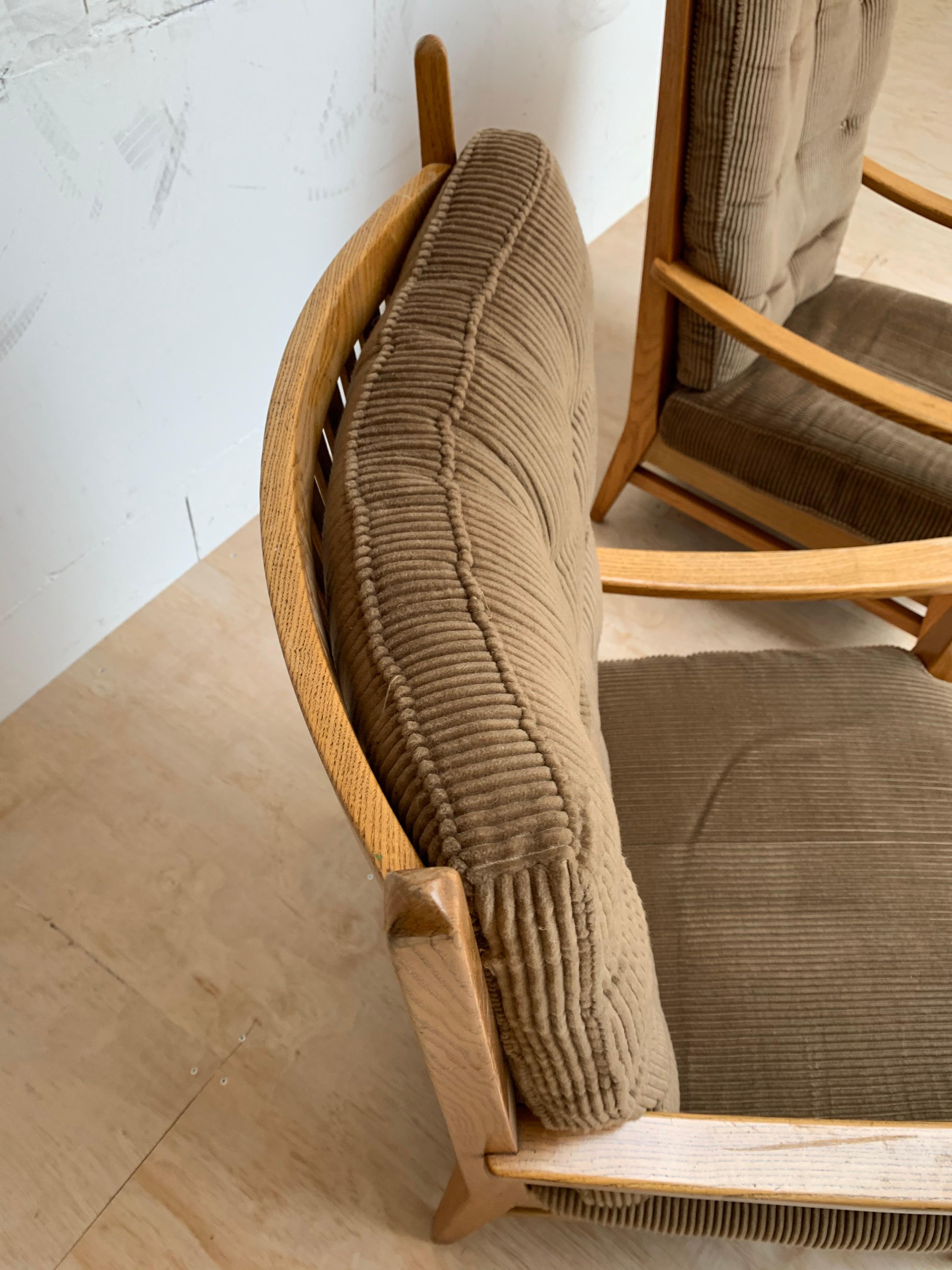 20th Century 1930-1940, Rare Pair of Modernist Design Oak Lounge Chairs by Bas Van Pelt For Sale