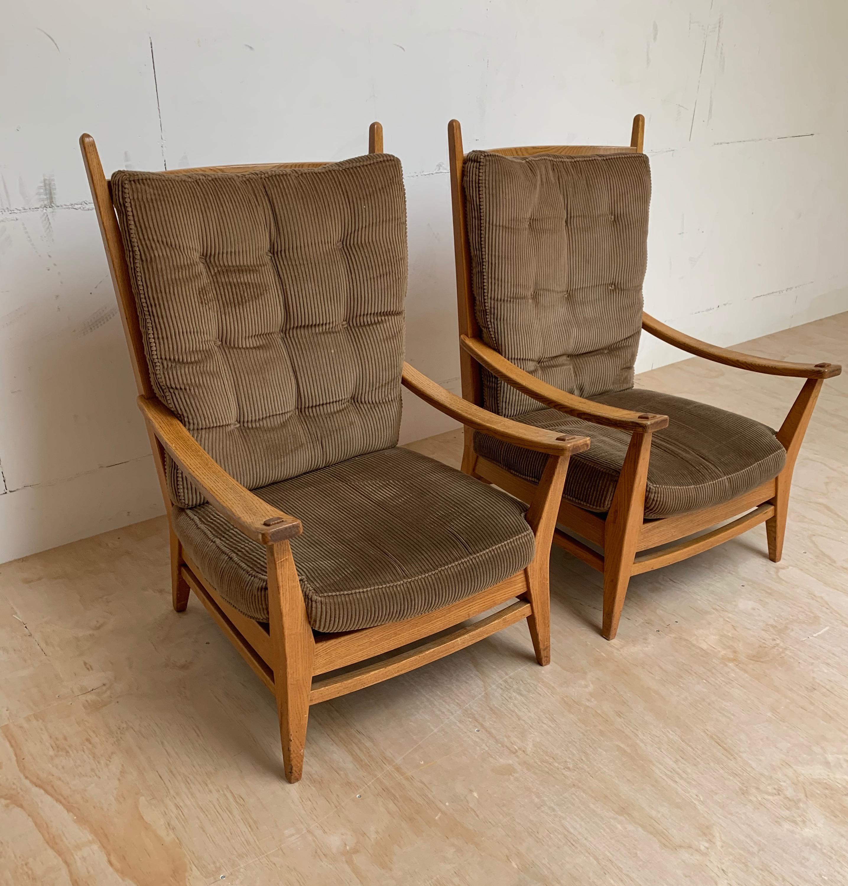 1930-1940, Seltenes Paar Modernist Design Oak Lounge Chairs von Bas Van Pelt (Arts and Crafts) im Angebot