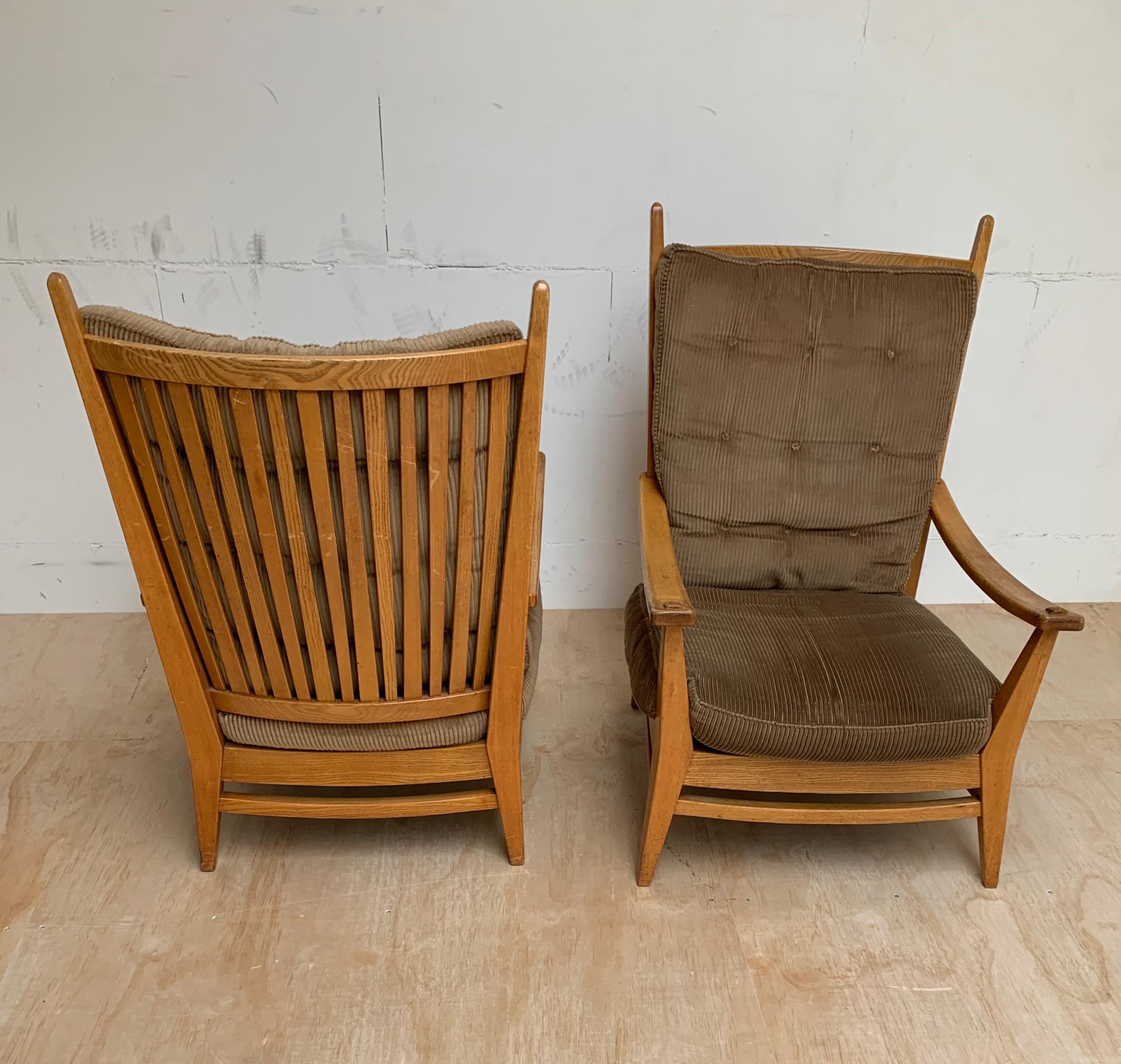 Wood 1930-1940, Rare Pair of Modernist Design Oak Lounge Chairs by Bas Van Pelt For Sale