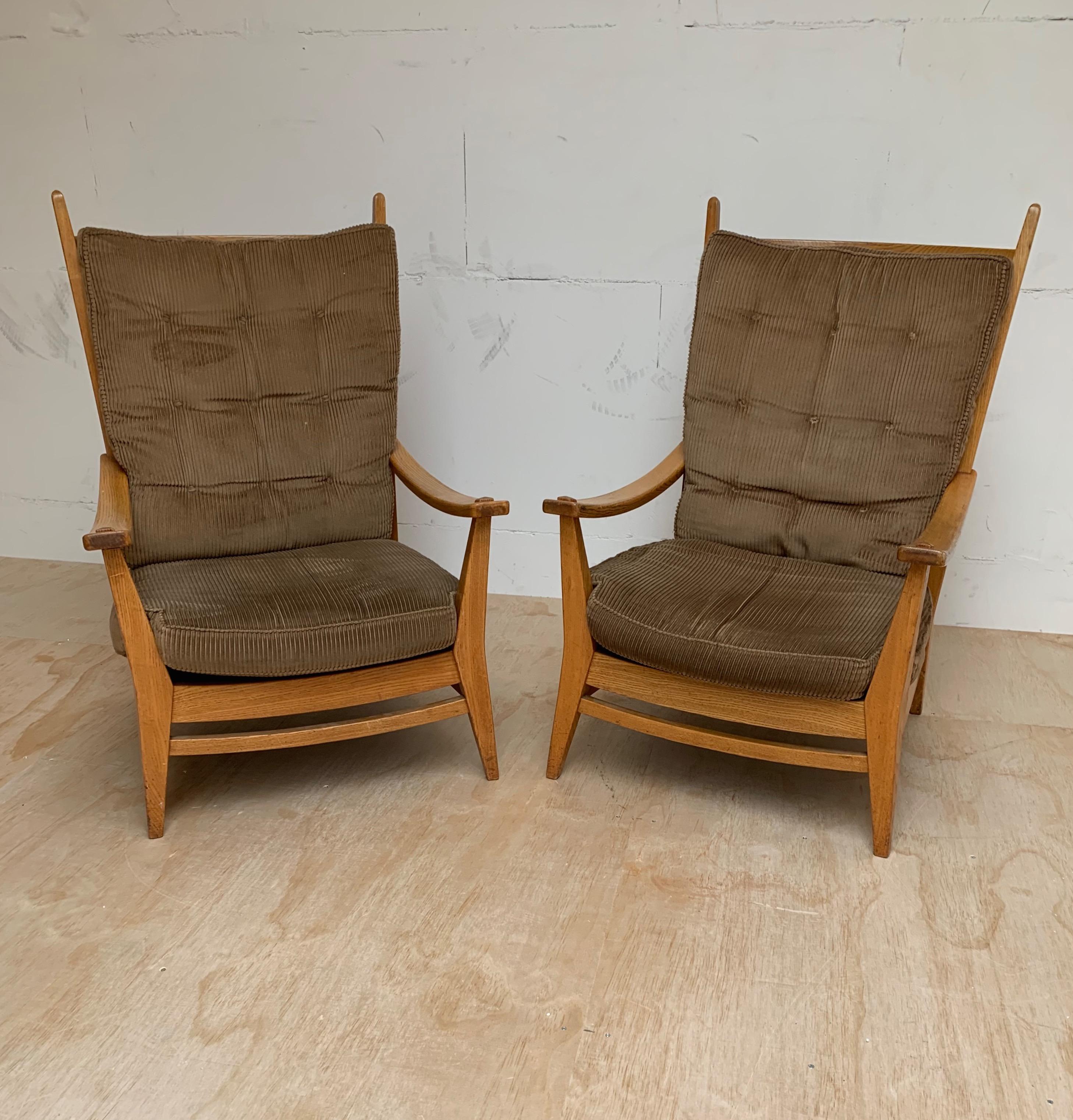 1930-1940, Rare Pair of Modernist Design Oak Lounge Chairs by Bas Van Pelt For Sale 4