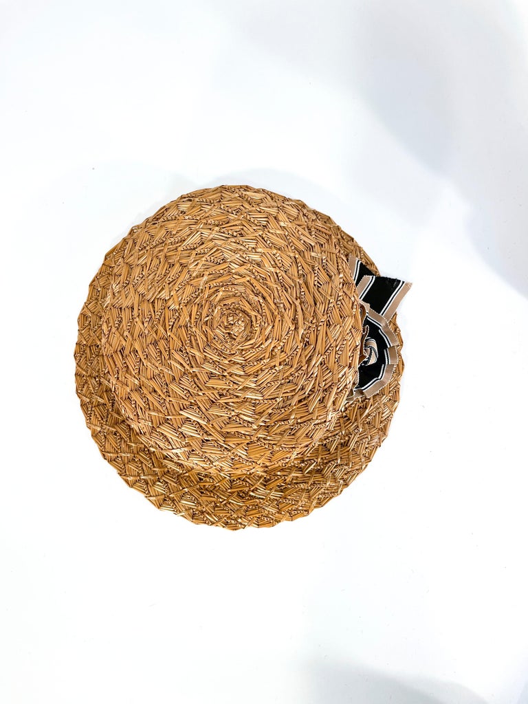 Women's 1930/1940s Woven Straw Boater Perch Hat For Sale