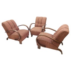 1930 3 Art Deco Halabala Armchairs, Czechoslovakia