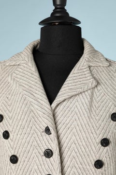 1930/40 grey chevron wool coat with triple button tab