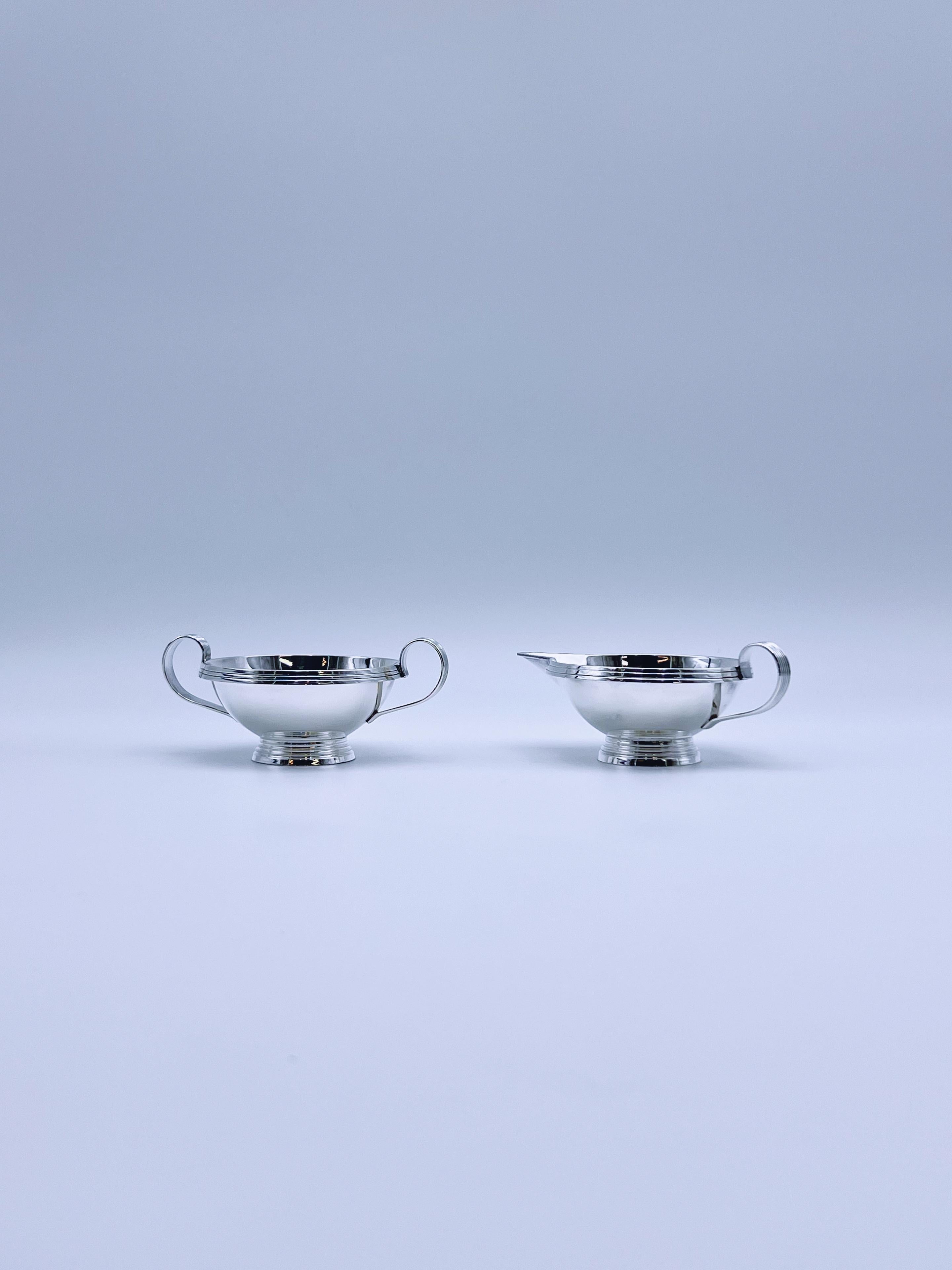 Cremera y azucarero de plata ART DECO de los años 30/40, diseño noruego Noruego en venta