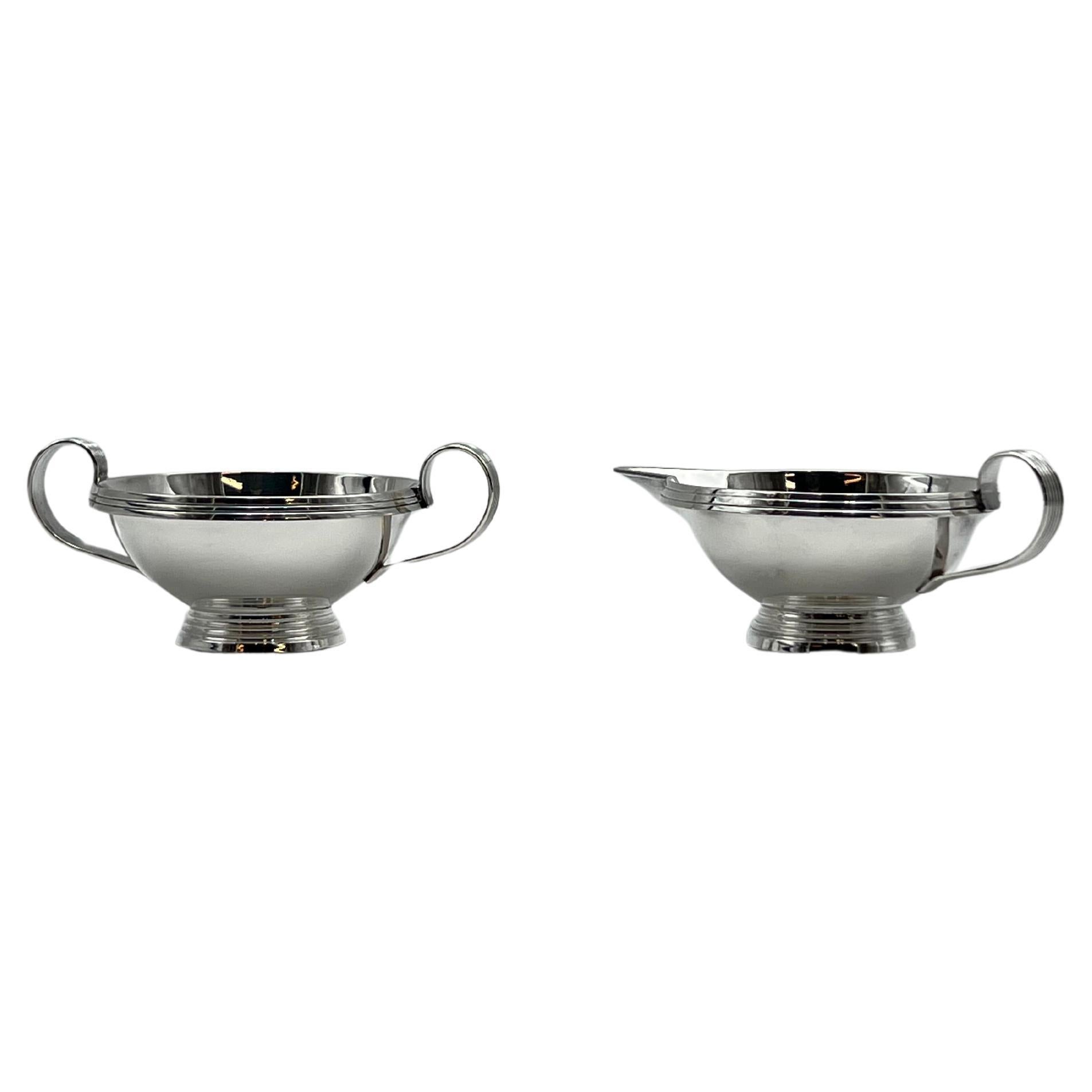 1930/40s ART DECO Silver Creamer & Sugar Bowl, Norwegian Design