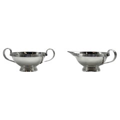 1930/40s ART DECO Silver Creamer & Sugar Bowl, Norwegian Design