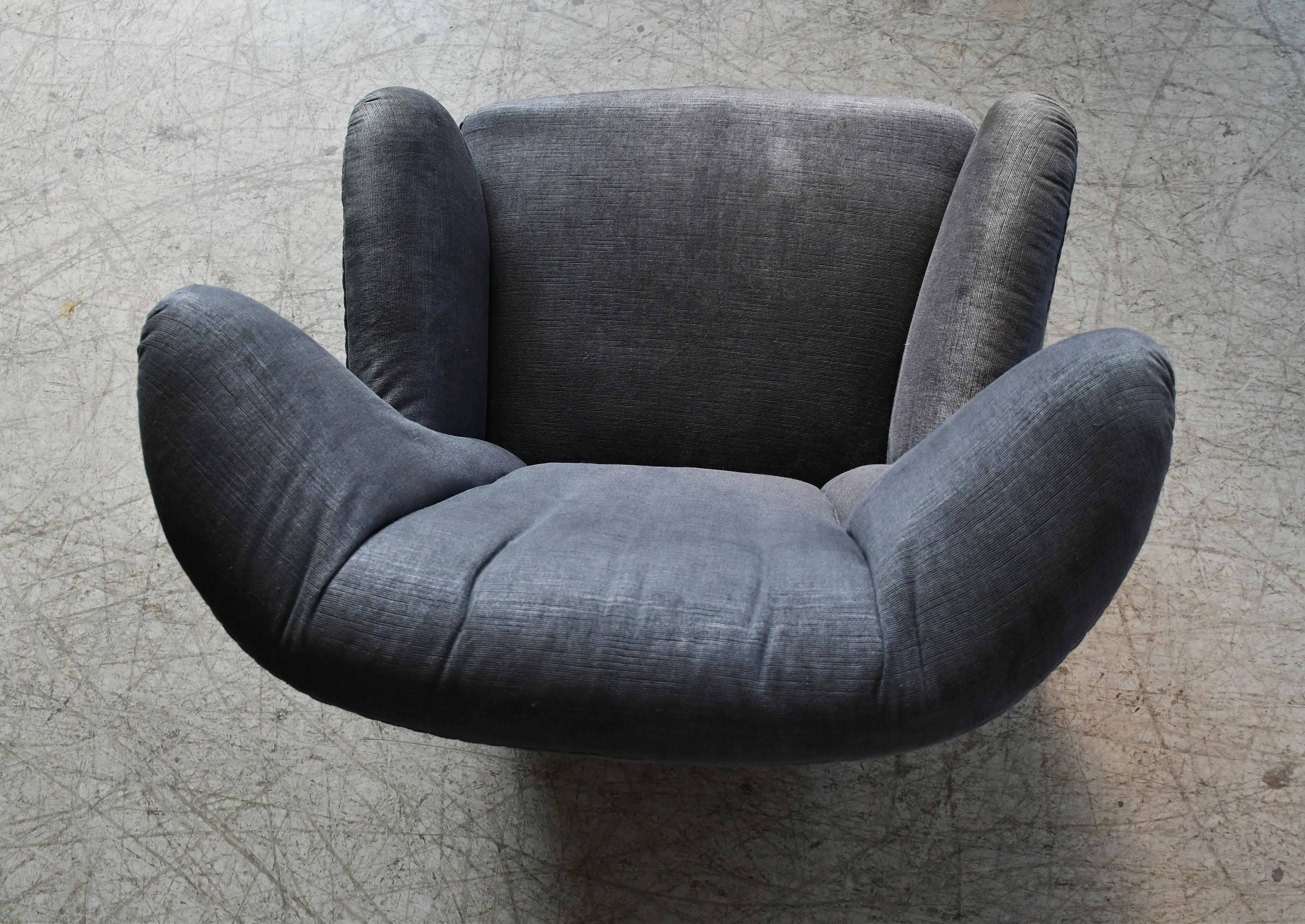1930-40s Danish Art Deco or Early Midcentury Channel Back Club or Lounge Chair For Sale 2