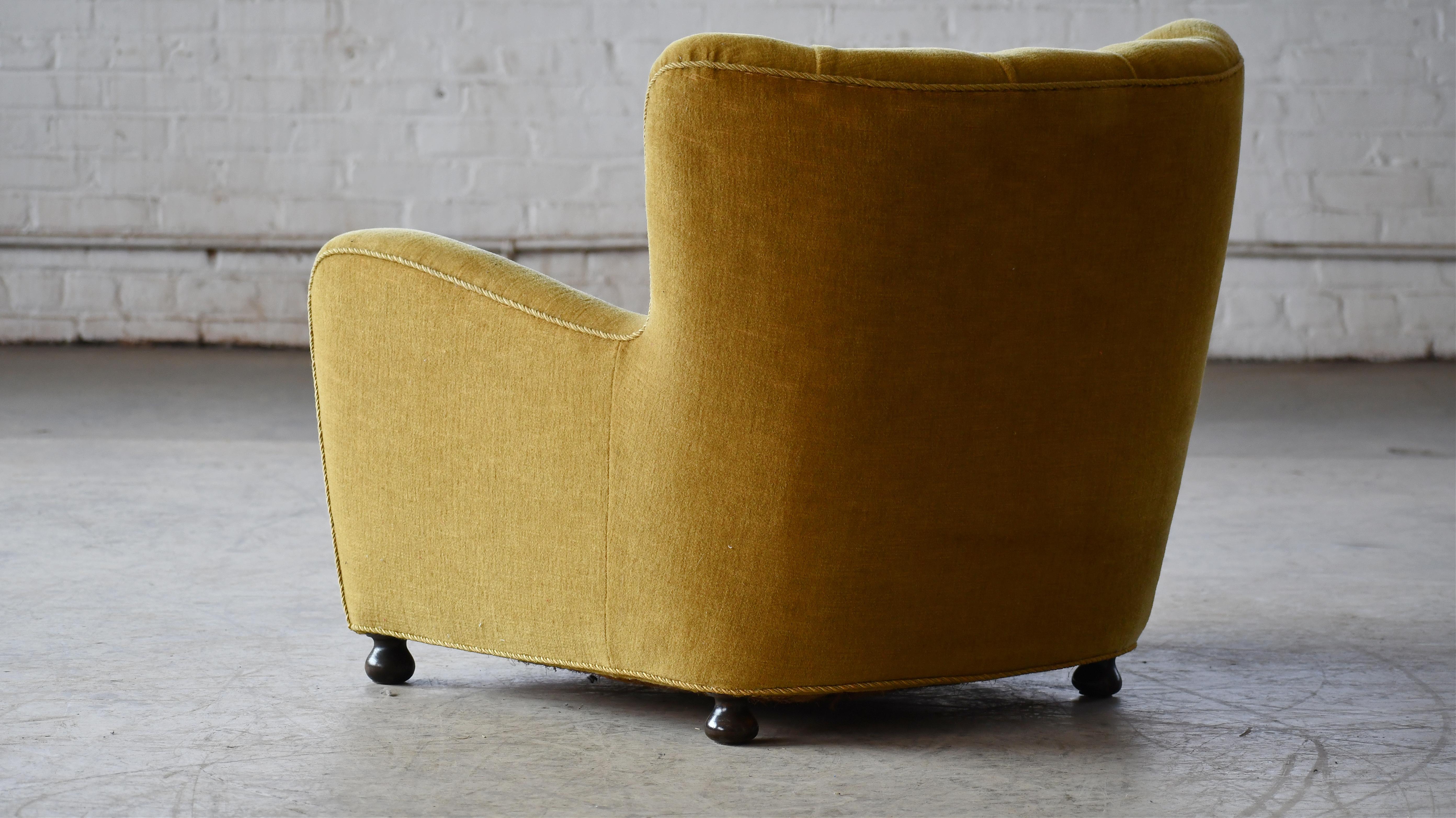 1930-40s Danish Art Deco or Early Midcentury Lounge Chair in Golden Mohair 5