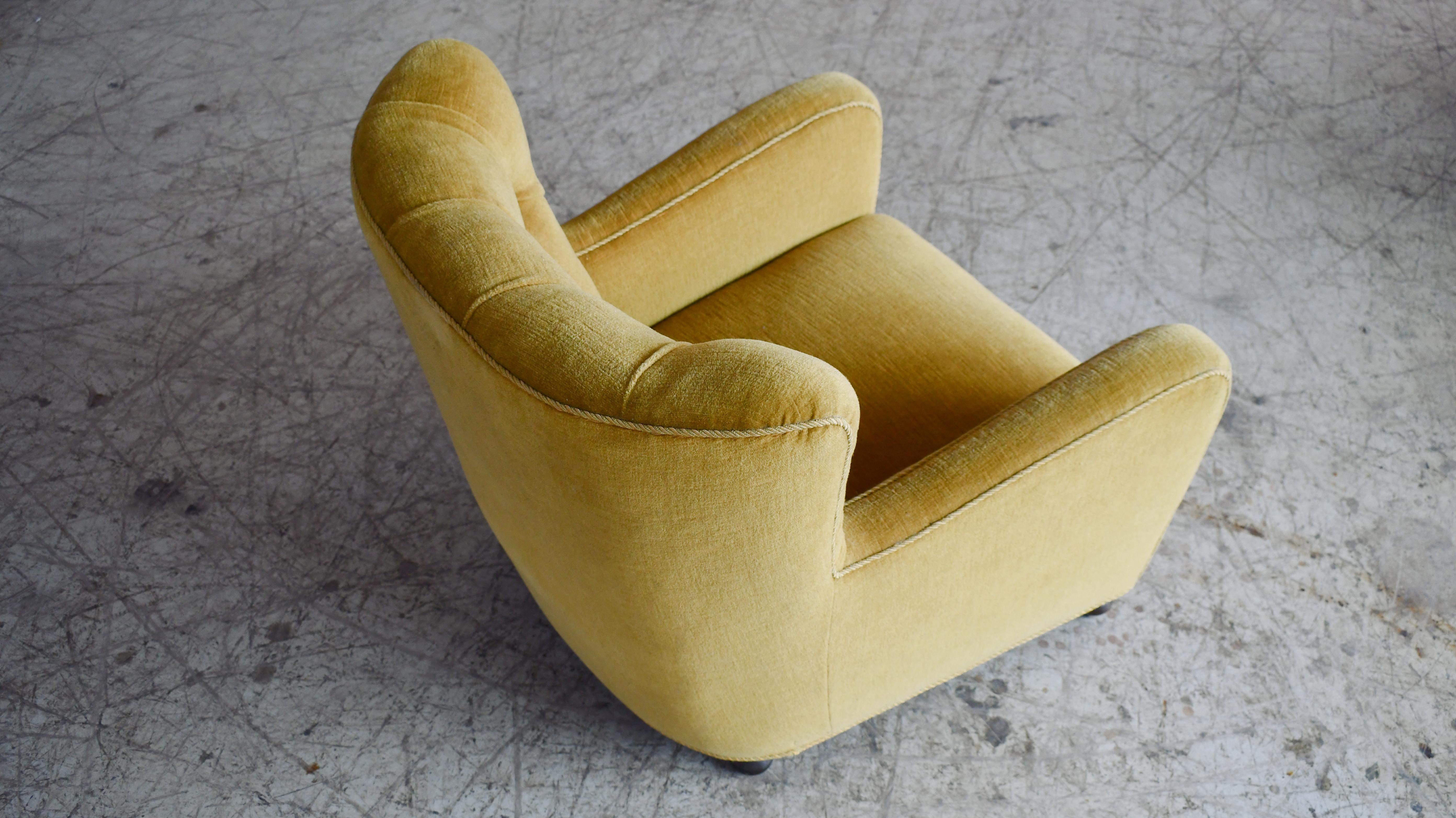 1930-40s Danish Art Deco or Early Midcentury Lounge Chair in Golden Mohair 6