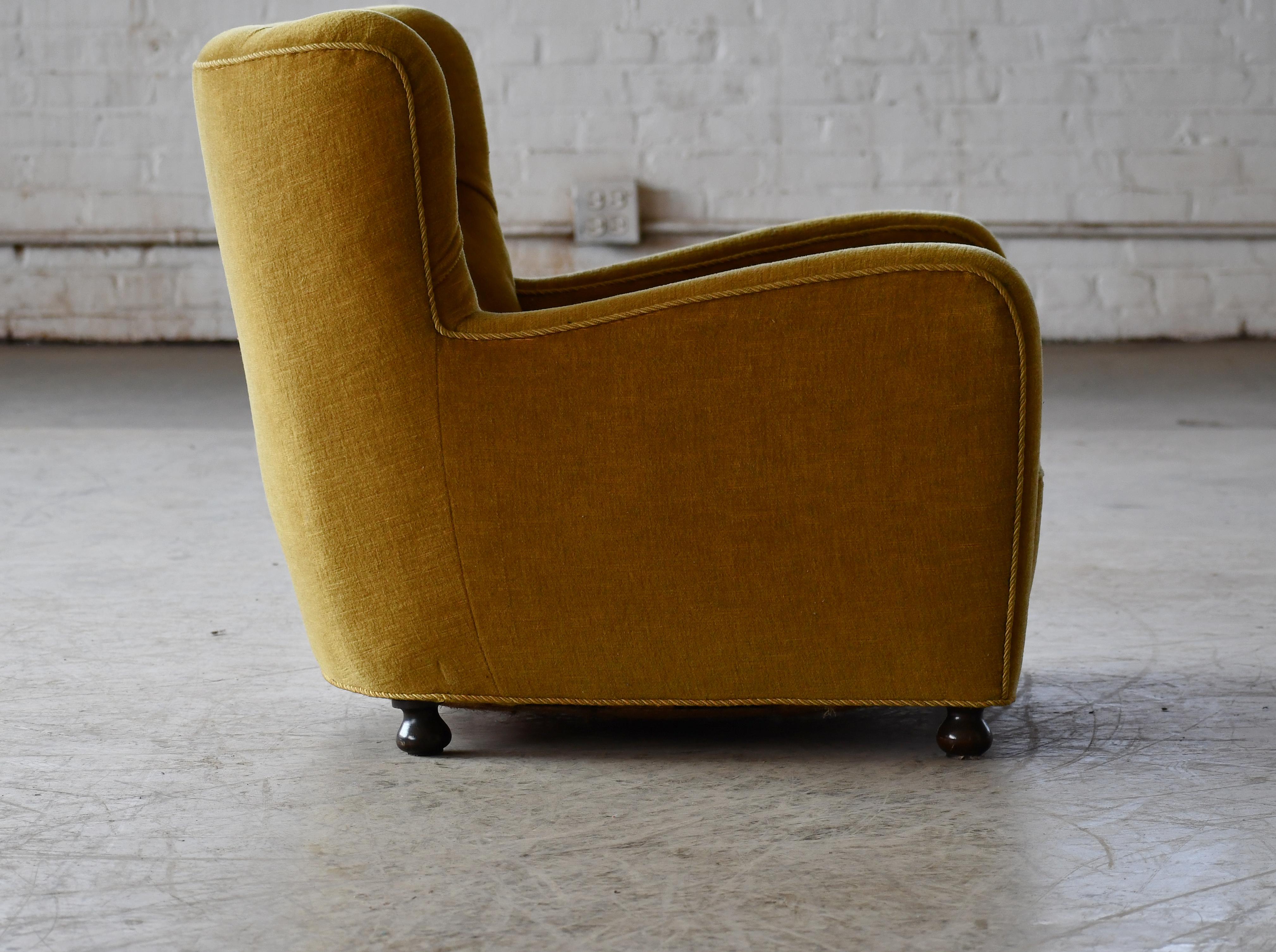 1930-40s Danish Art Deco or Early Midcentury Lounge Chair in Golden Mohair 4