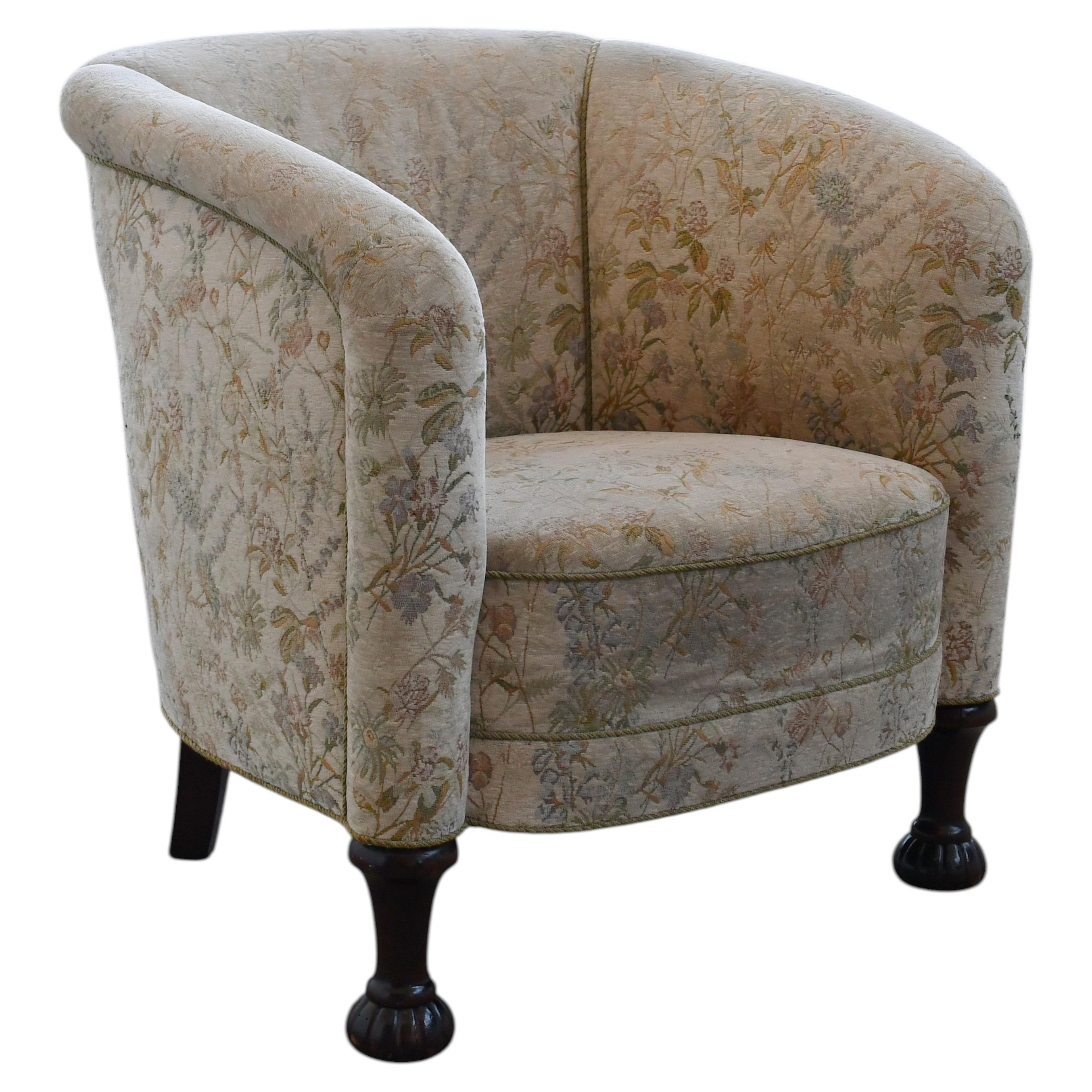 Poltrone danesi degli anni ’30-’40 con gambe decorate, in stile Georg Kofoed