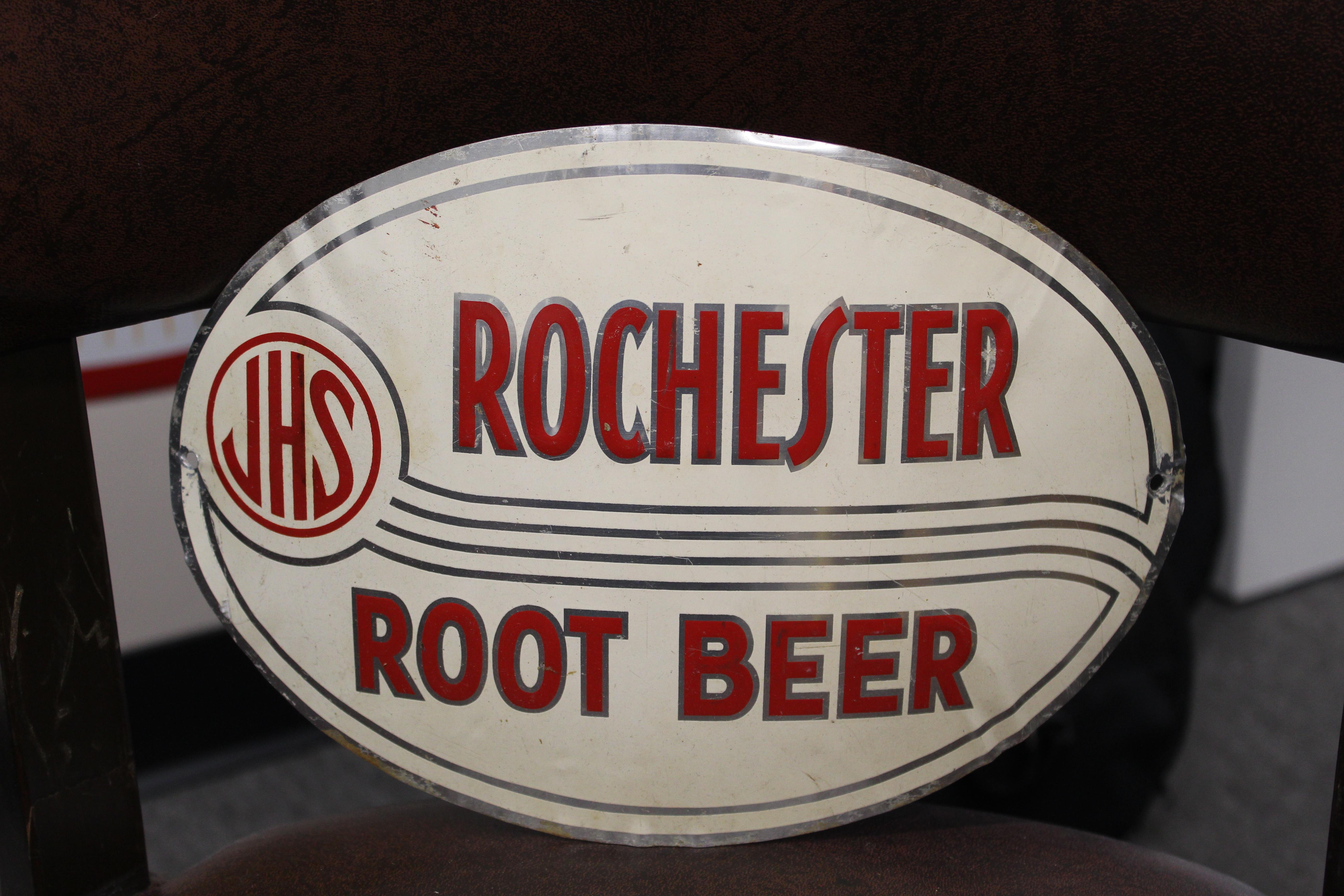 1930s-1940s JHS Rochester Root Beer Sign For Sale 4