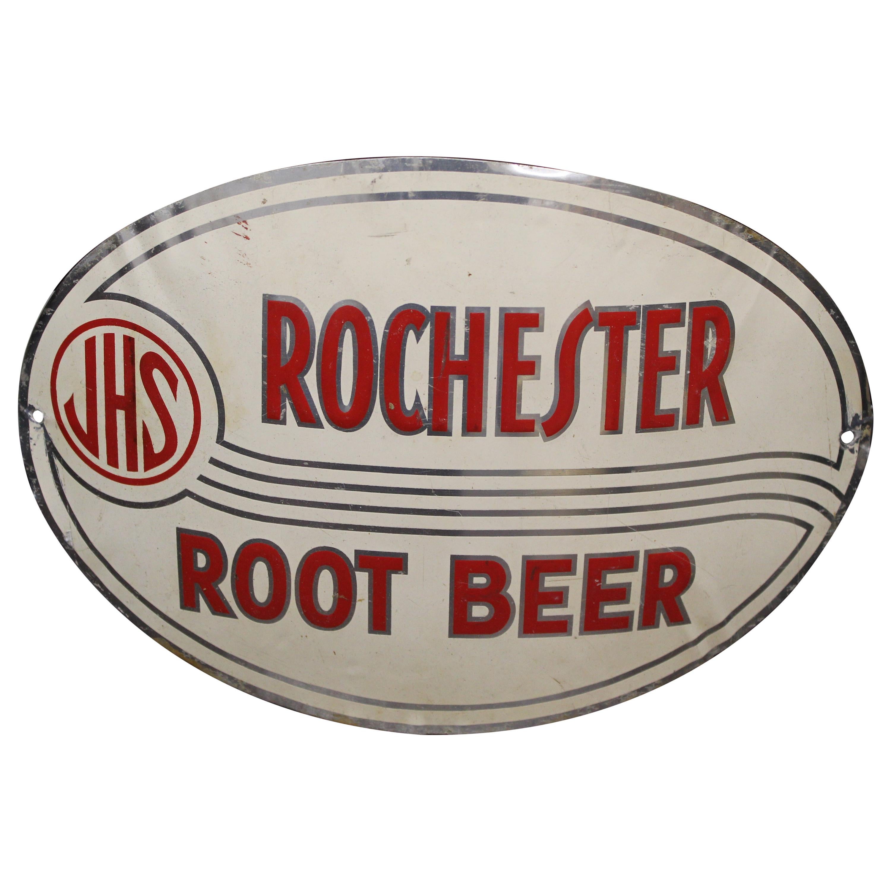 1930s-1940s JHS Rochester Root Beer Sign For Sale