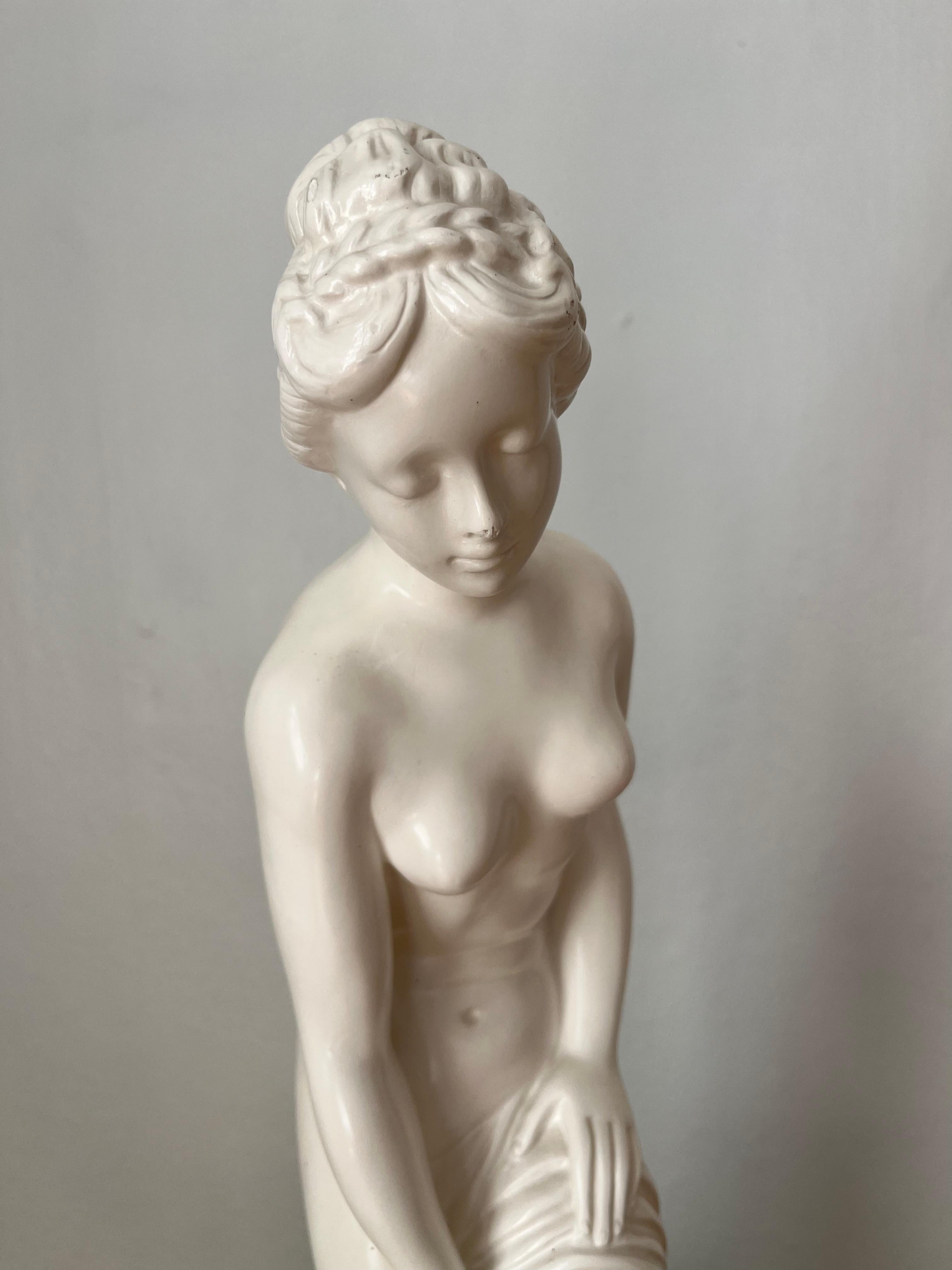 20th Century 1930/40s tall Swedish plaster figurine of woman For Sale