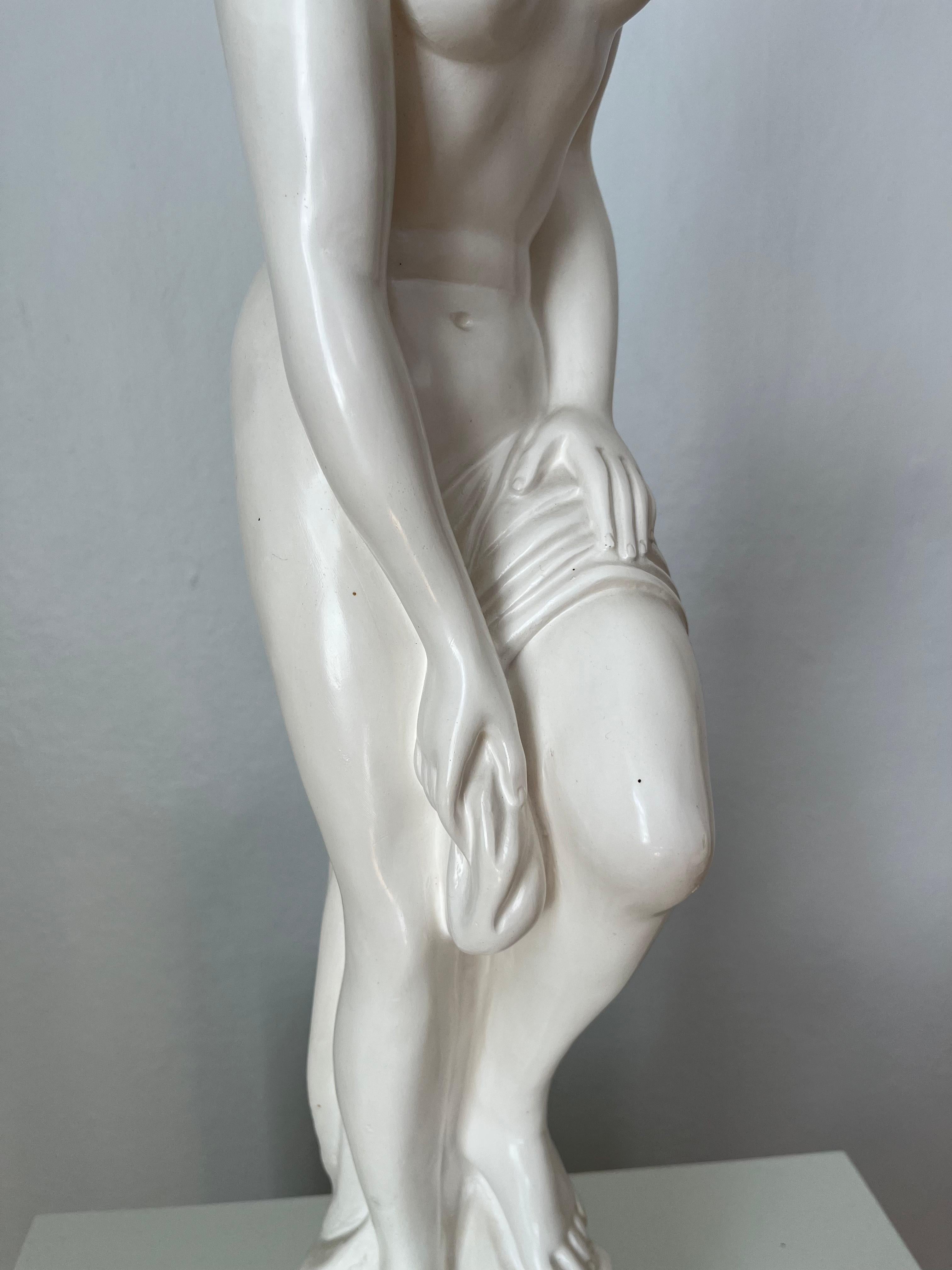 Plaster 1930/40s tall Swedish plaster figurine of woman For Sale