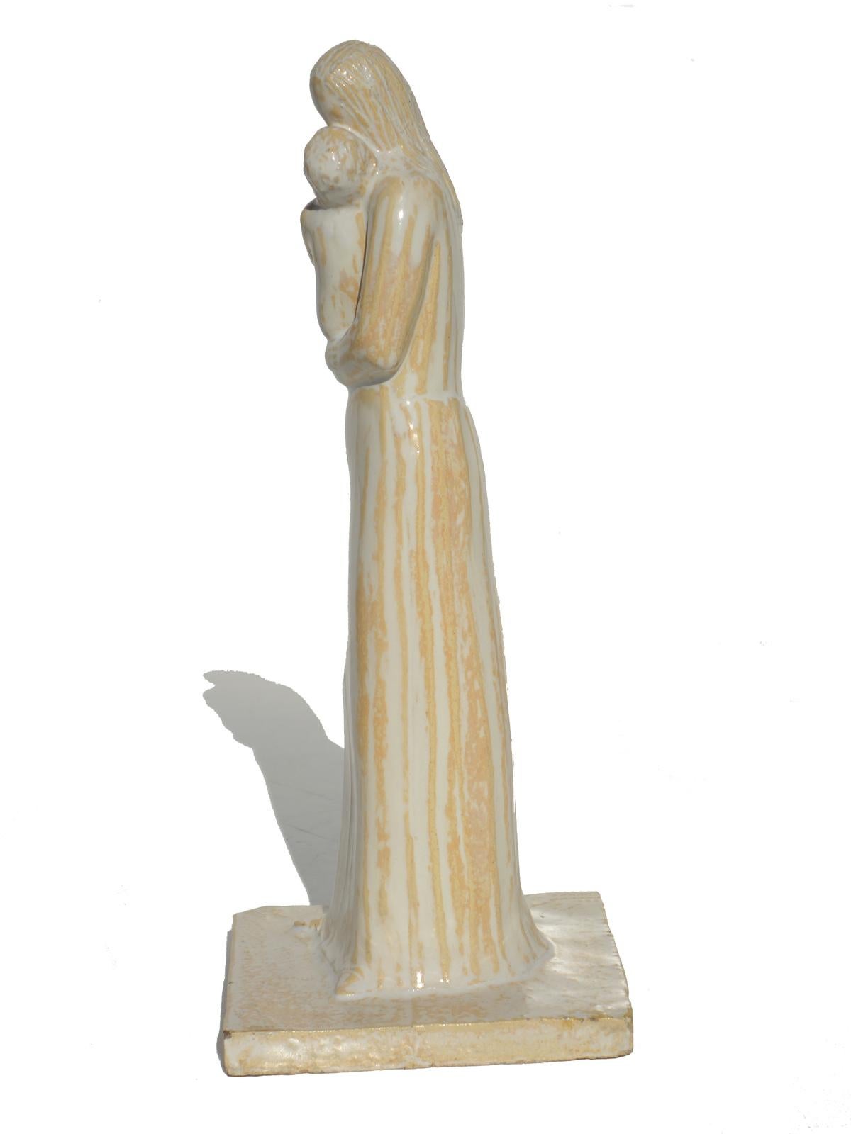 Céramique 1930 Angelo Biancini Ceramiche Morelli Sculpture Ivoire Poterie Maternité en vente