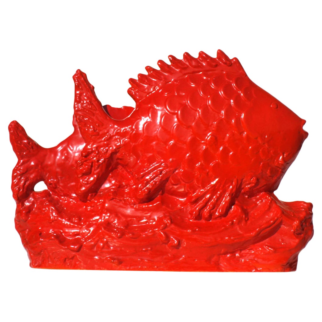 1930 Angelo Biancini SCI Scultura in ceramica italiana Pesci in ceramica rossa
