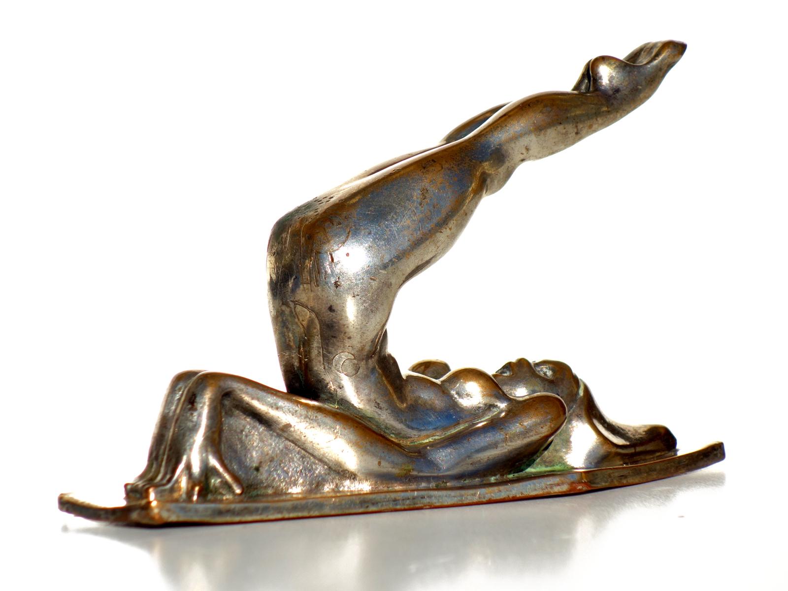 1930 Annie Fokker Cottrau Art Deco Silver Bronze Sculpture Woman Figure In Good Condition For Sale In Brescia, IT