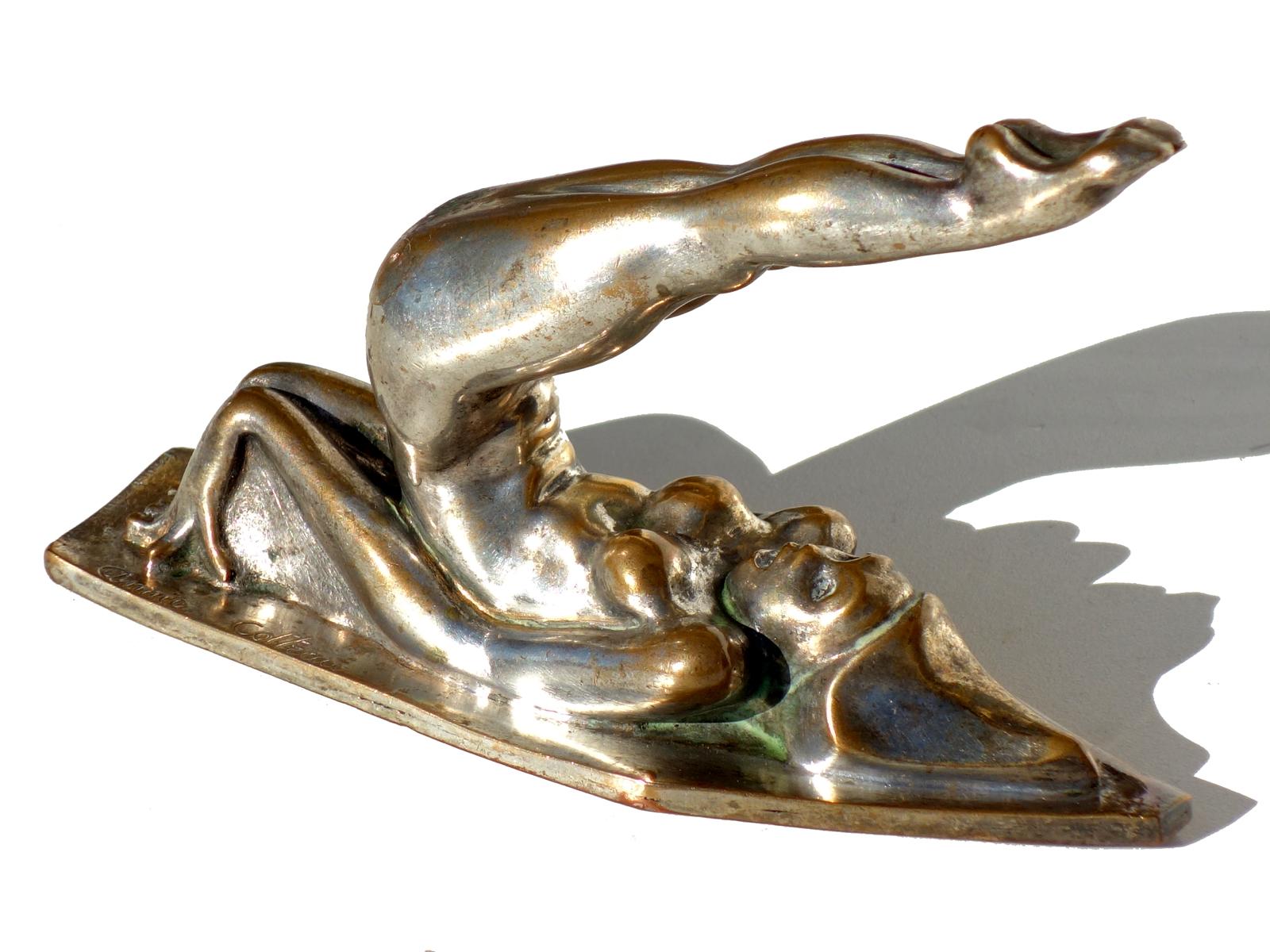 1930 Annie Fokker Cottrau Art Deco Silver Bronze Sculpture Woman Figure For Sale 1