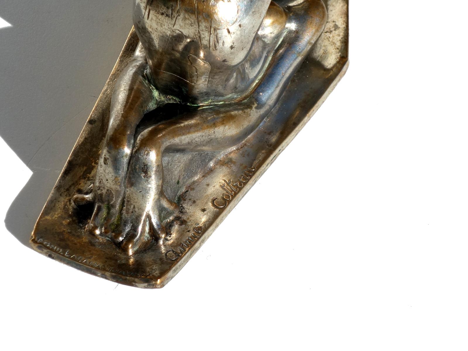 1930 Annie Fokker Cottrau Art Deco Silver Bronze Sculpture Woman Figure For Sale 2