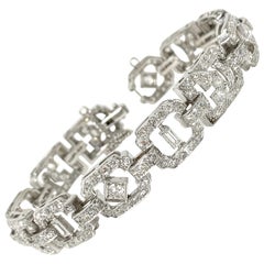 Bracelet ancien en platine avec diamants blancs de 9 carats, 1930