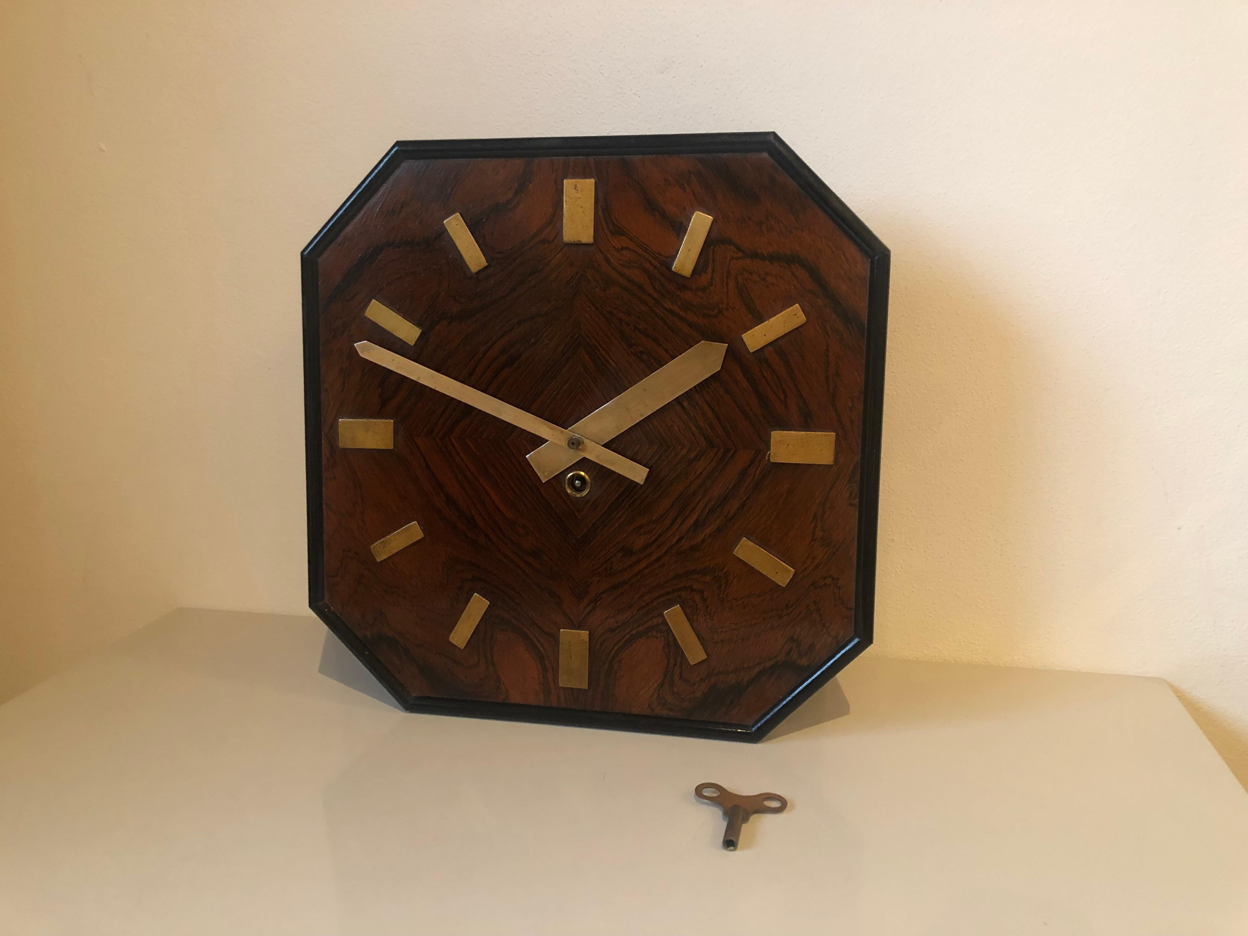 Art Deco 1930 Antique Germany Wooden Wall Clock