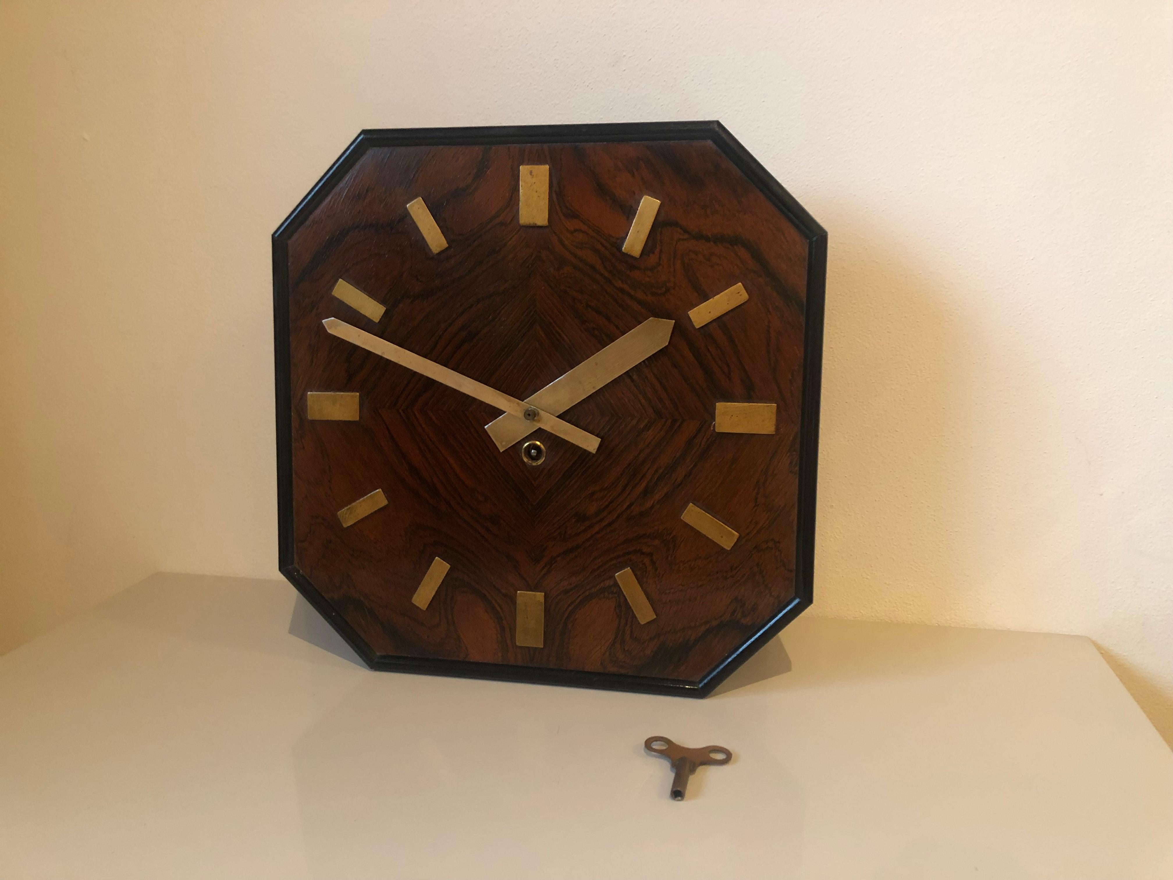 1930 Antique Germany Wooden Wall Clock In Good Condition In Praha, CZ