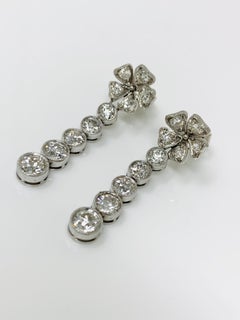 1930 Antique Old European Cut Diamond Earrings in Platinum