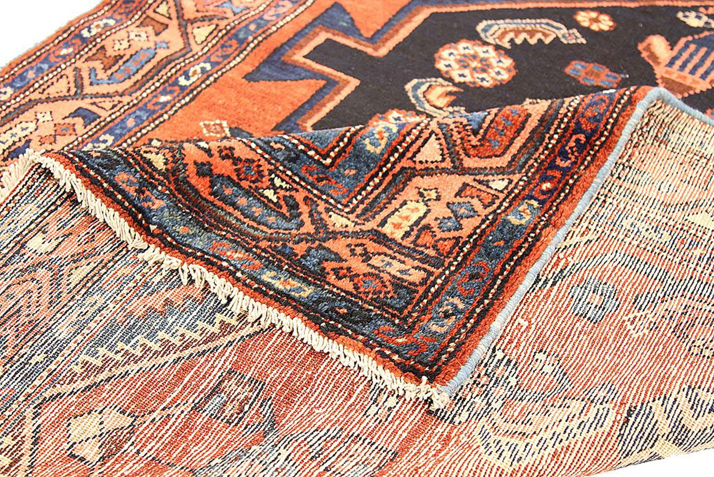 Islamic 1930 Antique Persian Malayer Runner Rug with 3 Large Medallions on Center Field For Sale