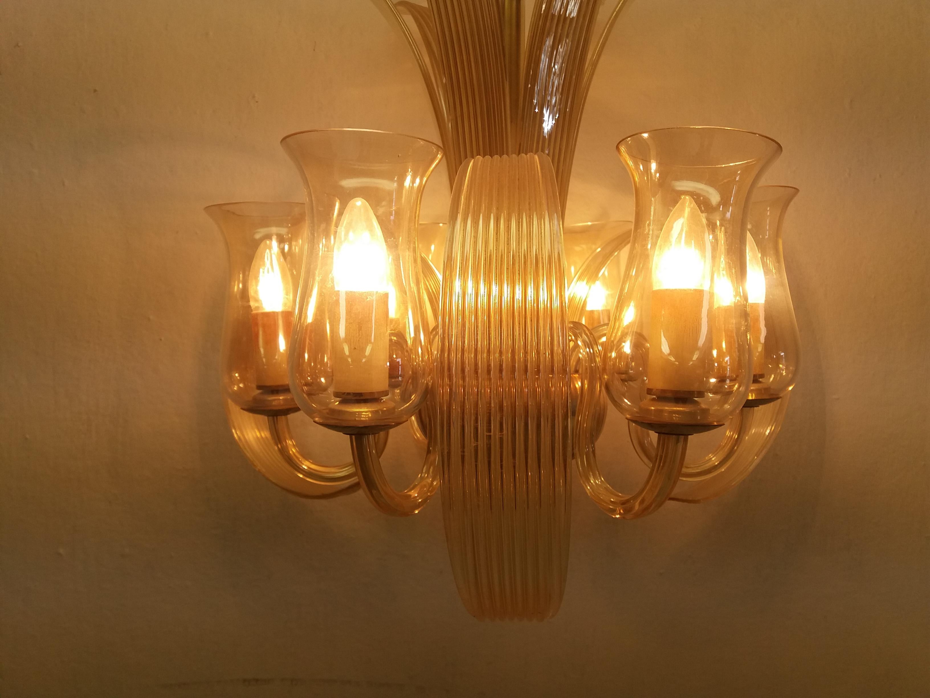 Metà XX secolo Lampadario in vetro Ardeco del 1930, Cecoslovacchia in vendita