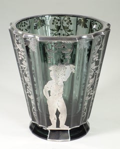 1930 Arrigo Finzi Art Deco Silver Glass Vase