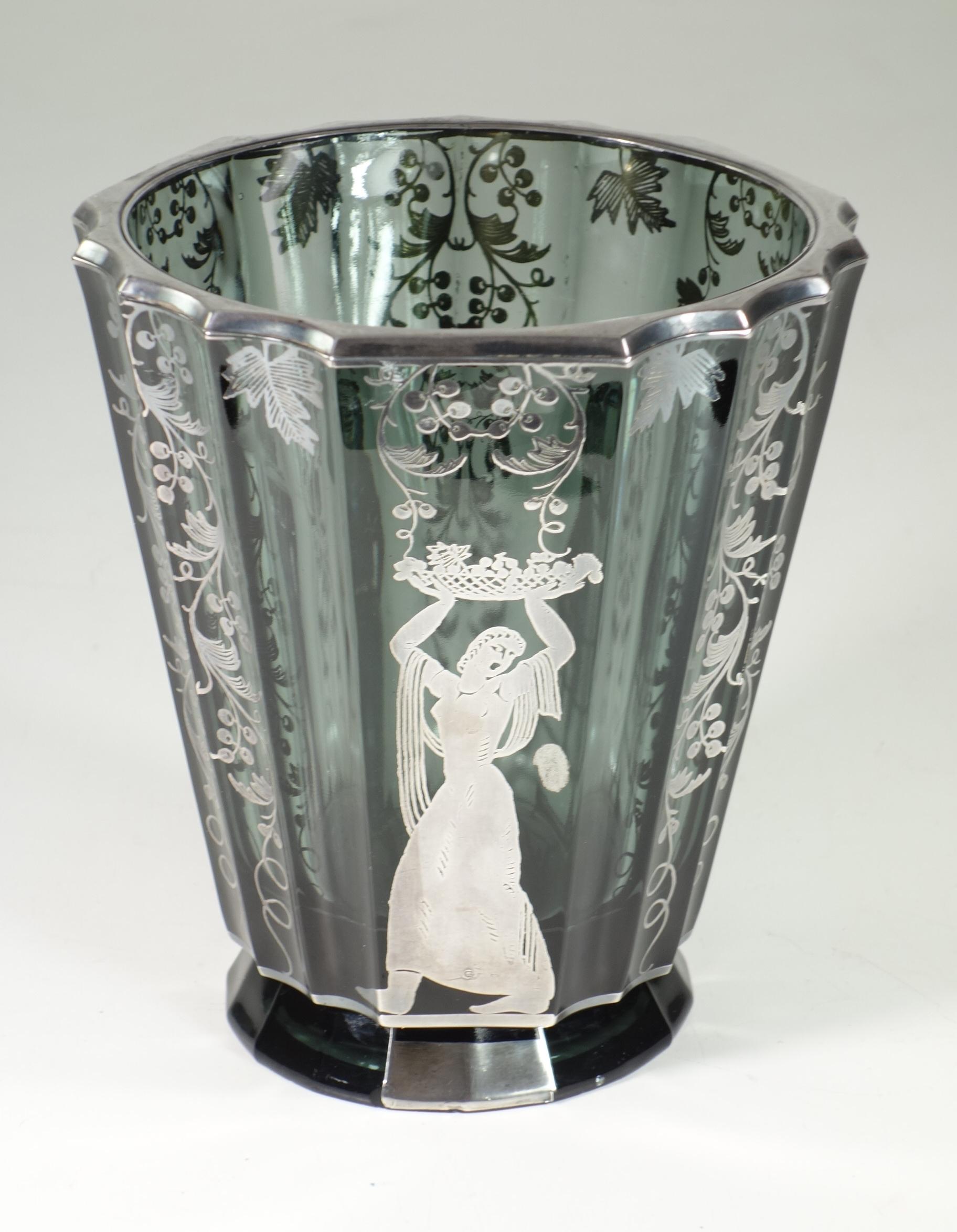 Art Déco 1930 Arrigo Finzi Vaso in vetro argentato Art Deco in vendita