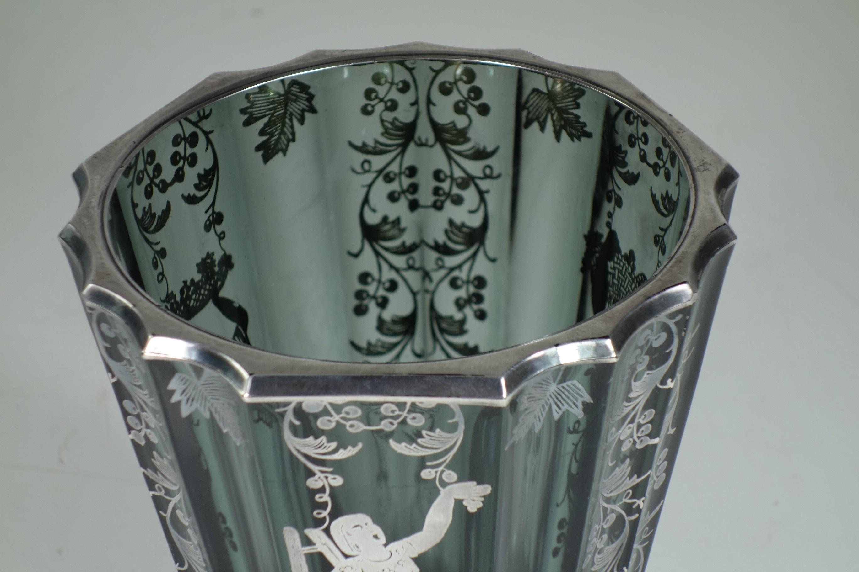 Argento 1930 Arrigo Finzi Vaso in vetro argentato Art Deco in vendita