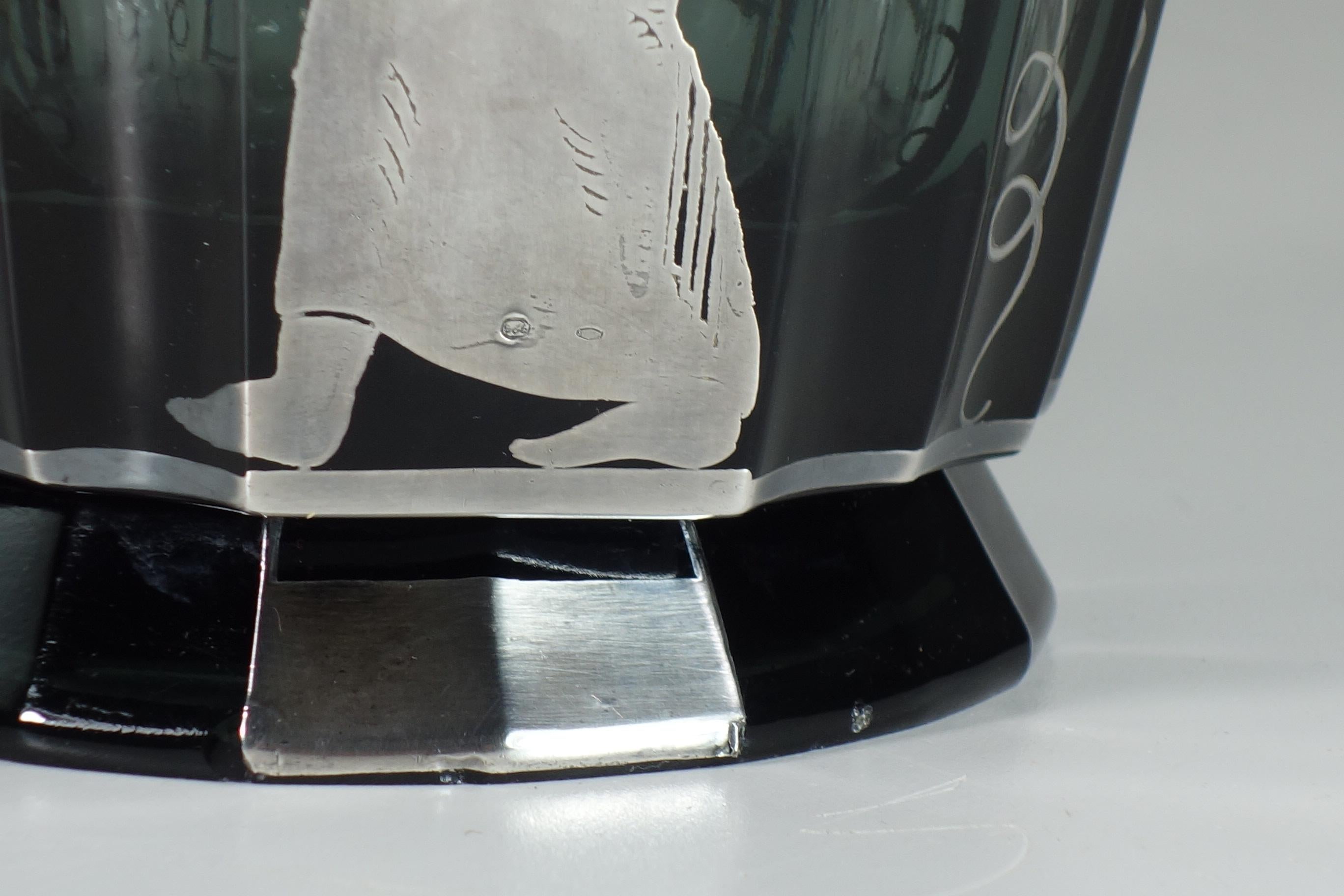 1930 Arrigo Finzi Vaso in vetro argentato Art Deco in vendita 2