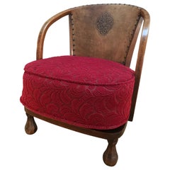 1930 armchair 1930 Art and Craft Vintage Armchair with Pretzel Shaped Armrests Original Seat