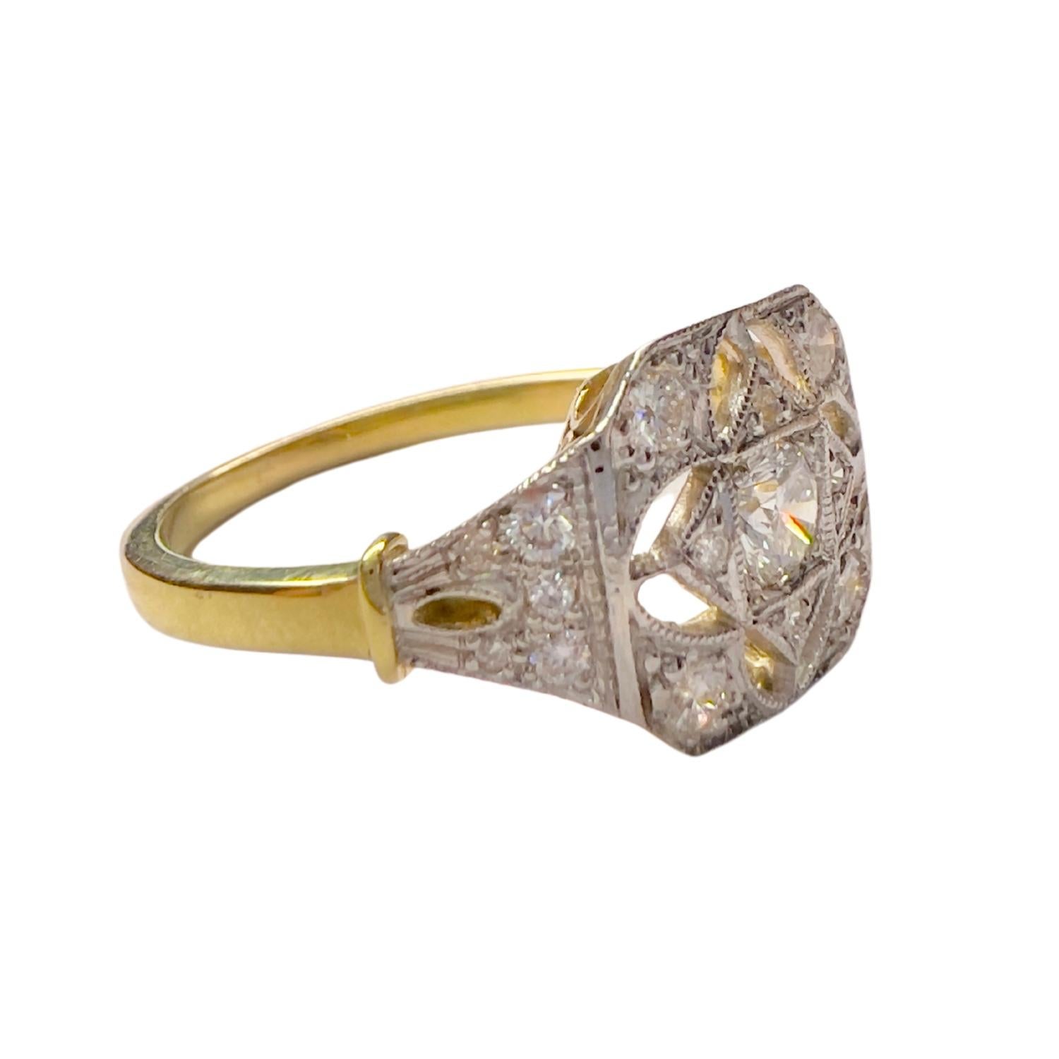 1930 Anillo Art Déco 0,74 ct Diamantes Oro 18k en Bueno estado para la venta en MADRID, ES