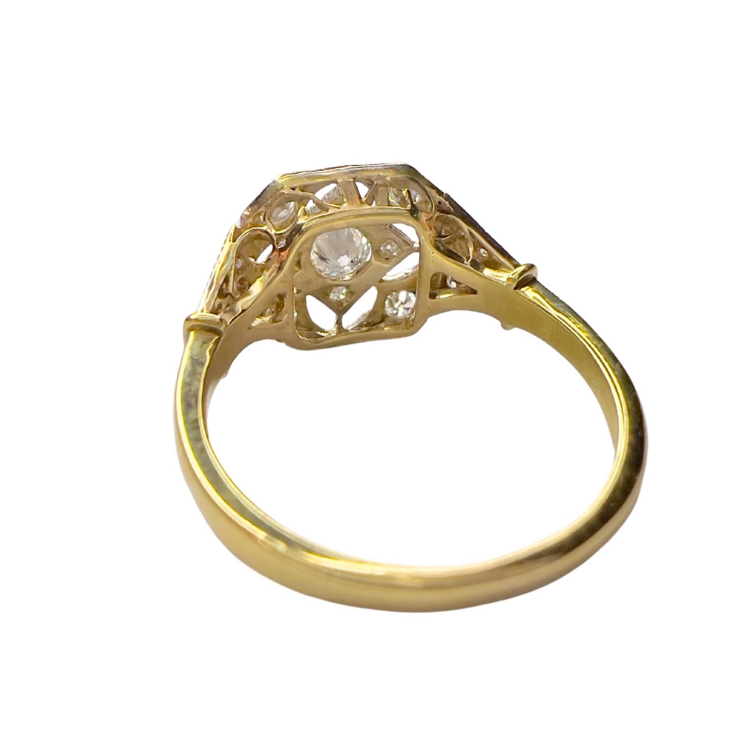 De las mujeres 1930 Anillo Art Déco 0,74 ct Diamantes Oro 18k en venta