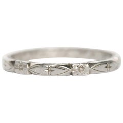 Vintage 1930 Art Deco 18 Karat White Gold Wedding Band Ring