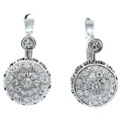 1930 Art Deco 18kt white Gold Drop Earrings with Diamonds
