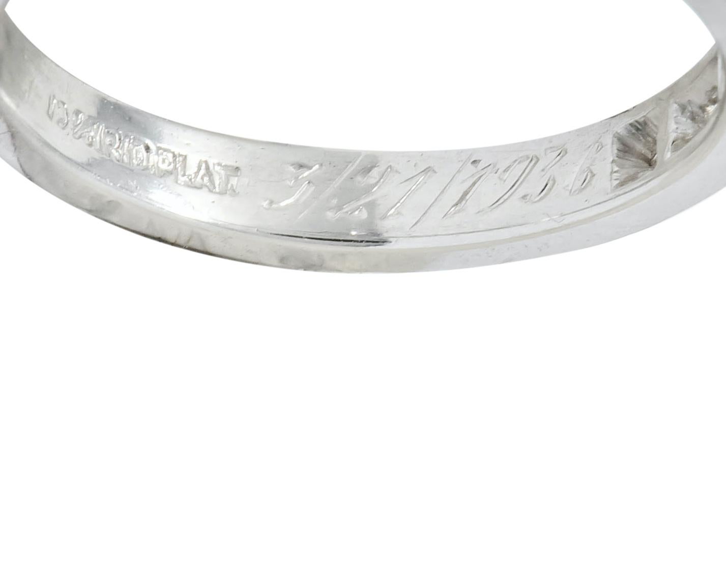 1930 Art Deco Baguette Single Cut Diamond Platinum Anniversary Band Ring 6