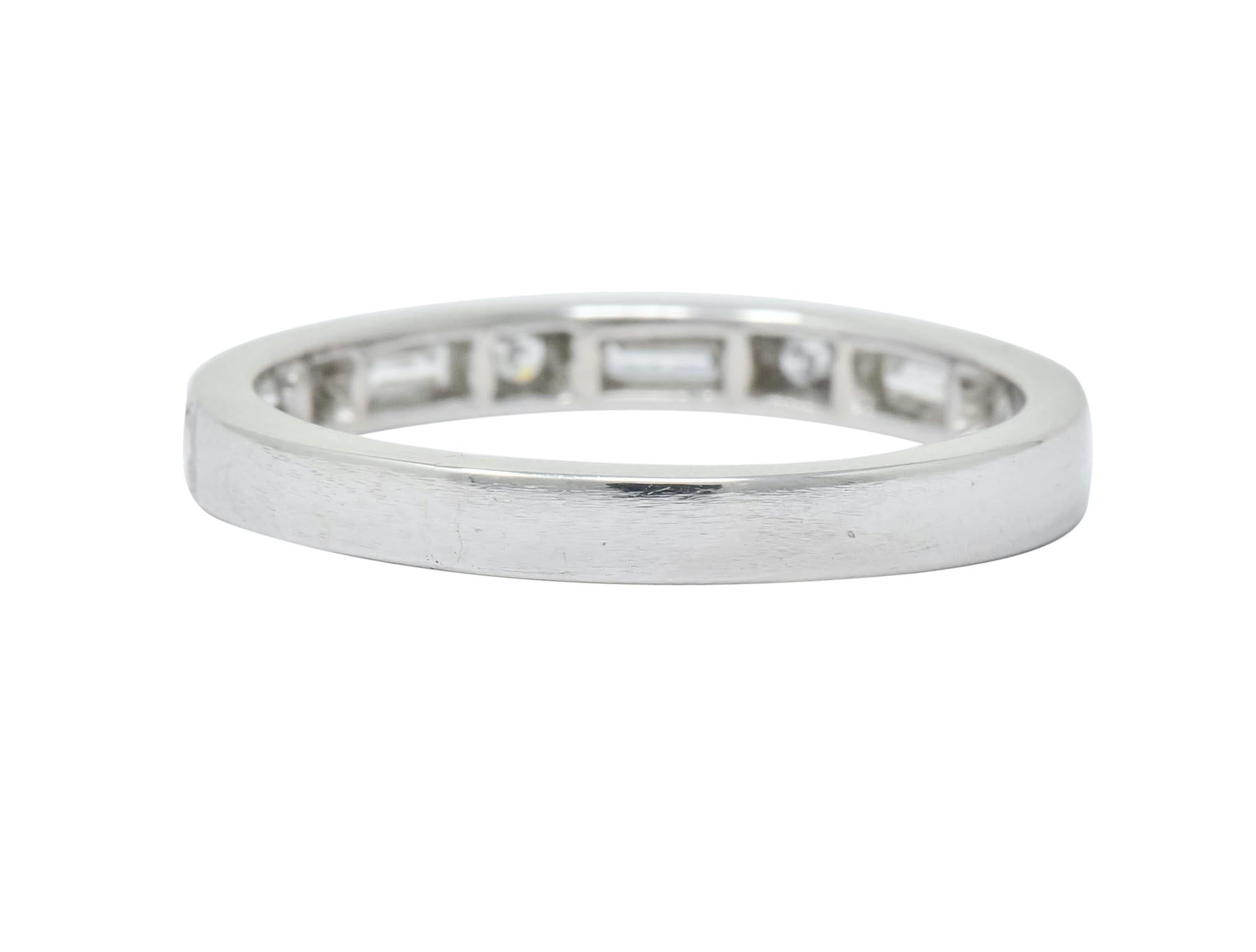 1930 Art Deco Baguette Single Cut Diamond Platinum Anniversary Band Ring 1