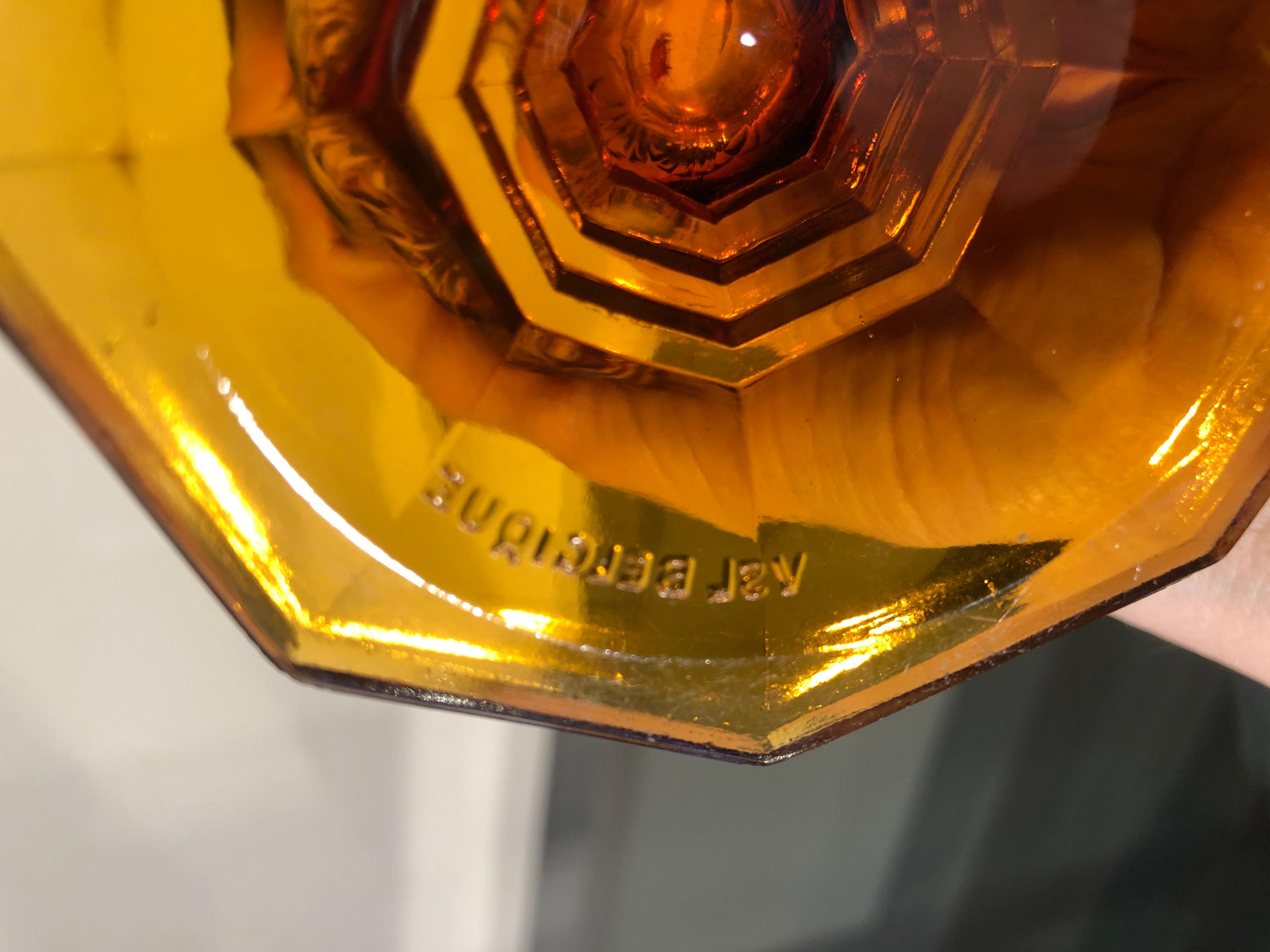 1930 Art Deco Belgian Small Amber Color Vase For Sale at 1stDibs