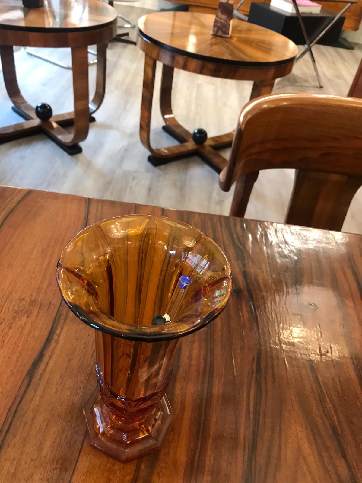 1930 Art Deco Belgian Small Amber Color Vase 10