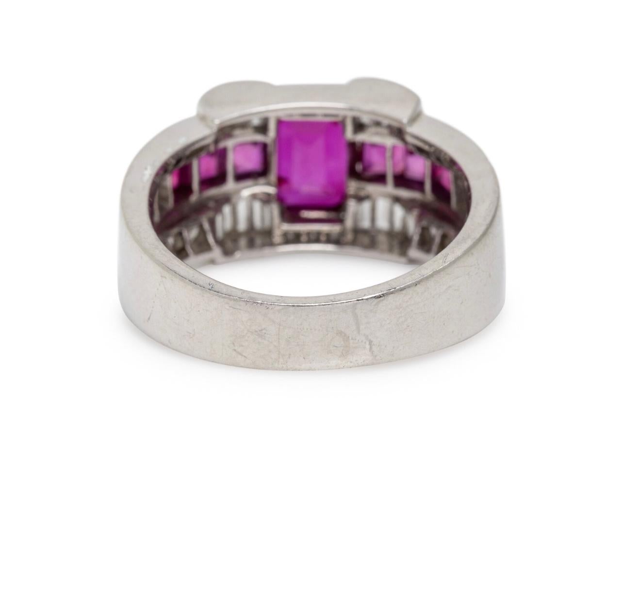 1930 Art Deco birmanischen Rubin und Diamant-Ring in Platin, GIA zertifiziert. (Achteckschliff) im Angebot