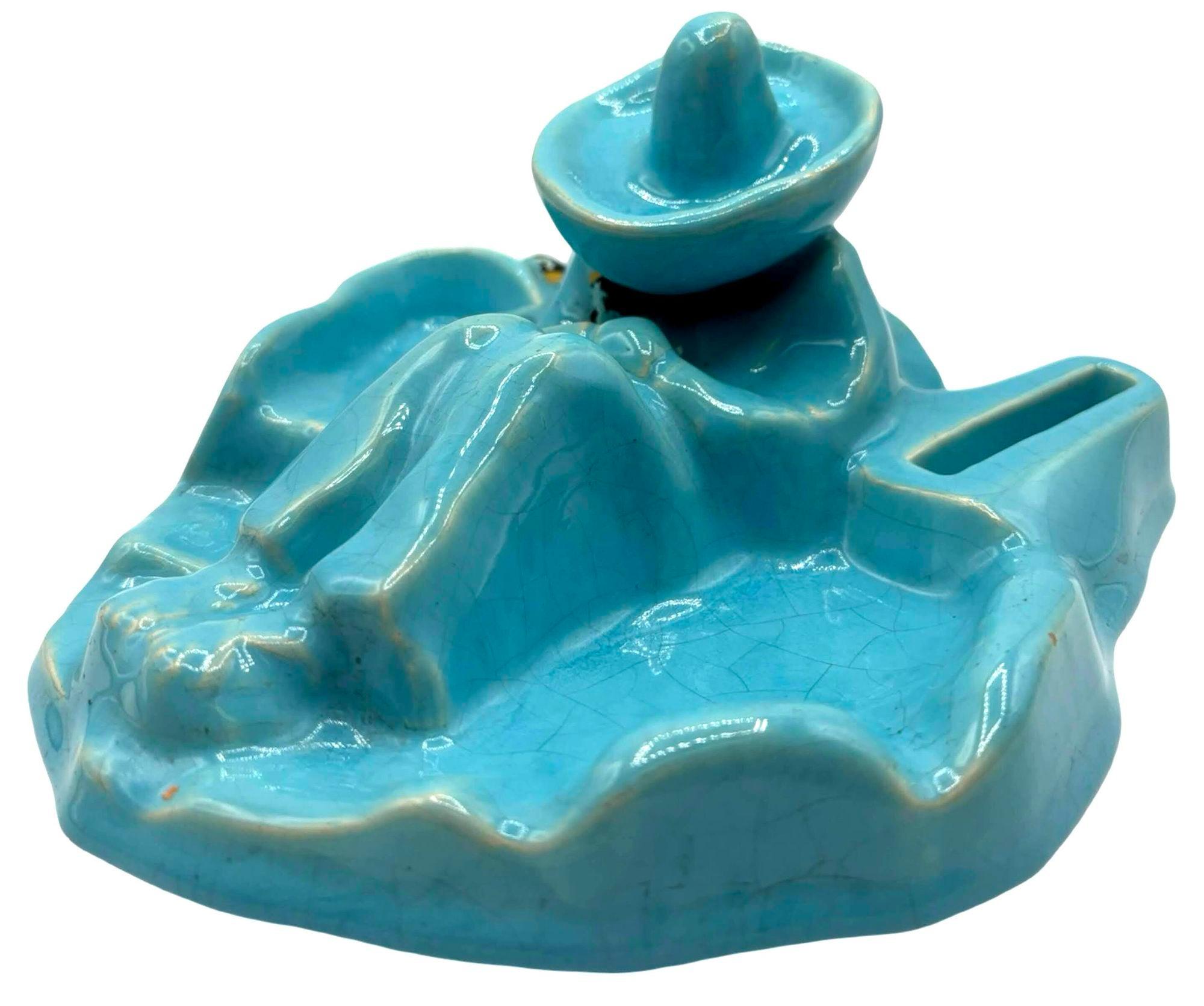 1930 Art Decó Catalina Island Siesta Pottery Cenicero y porta pipas Estadounidense en venta