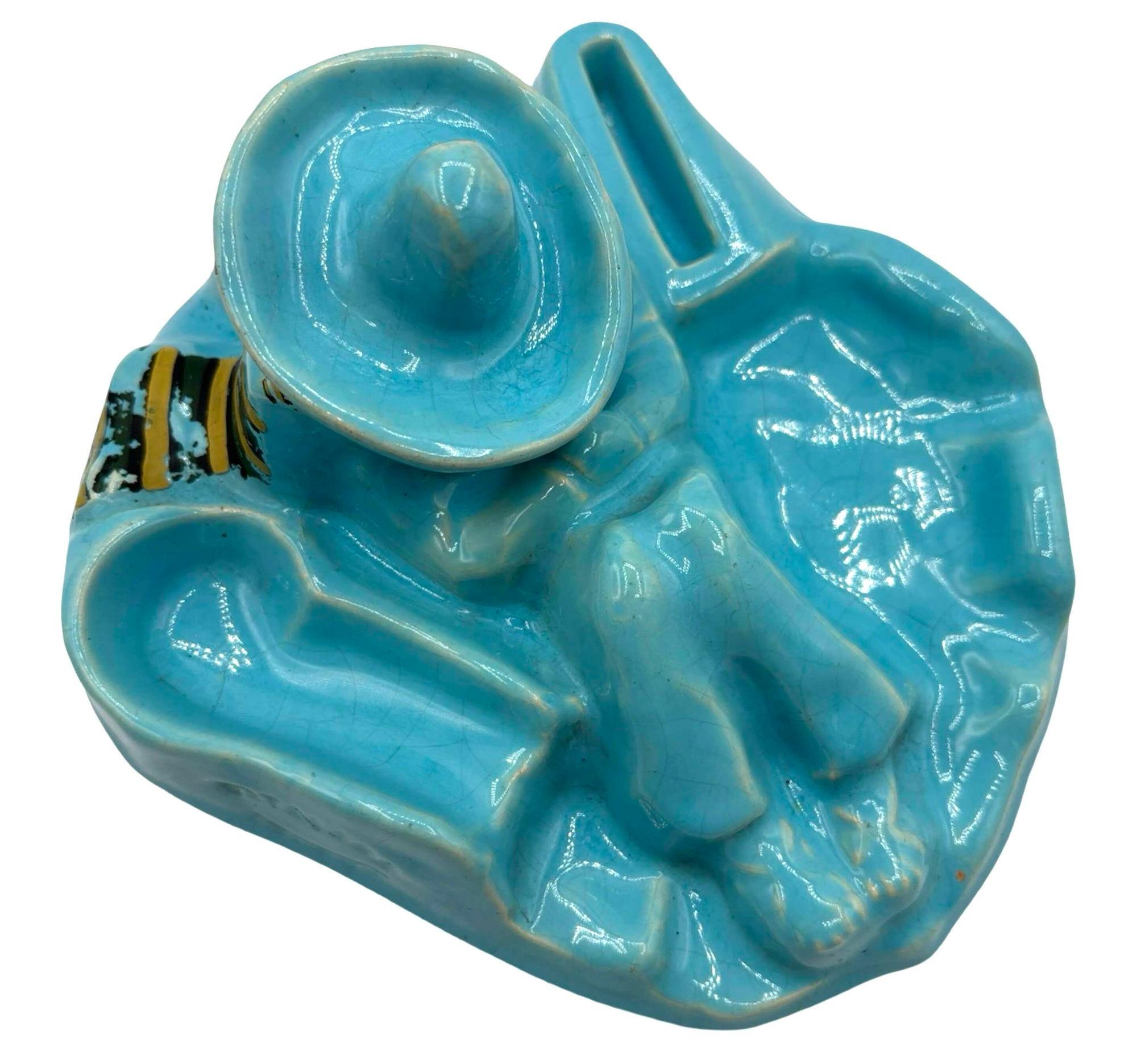 1930 Art Decó Catalina Island Siesta Pottery Cenicero y porta pipas en Excelente estado para la venta en Van Nuys, CA