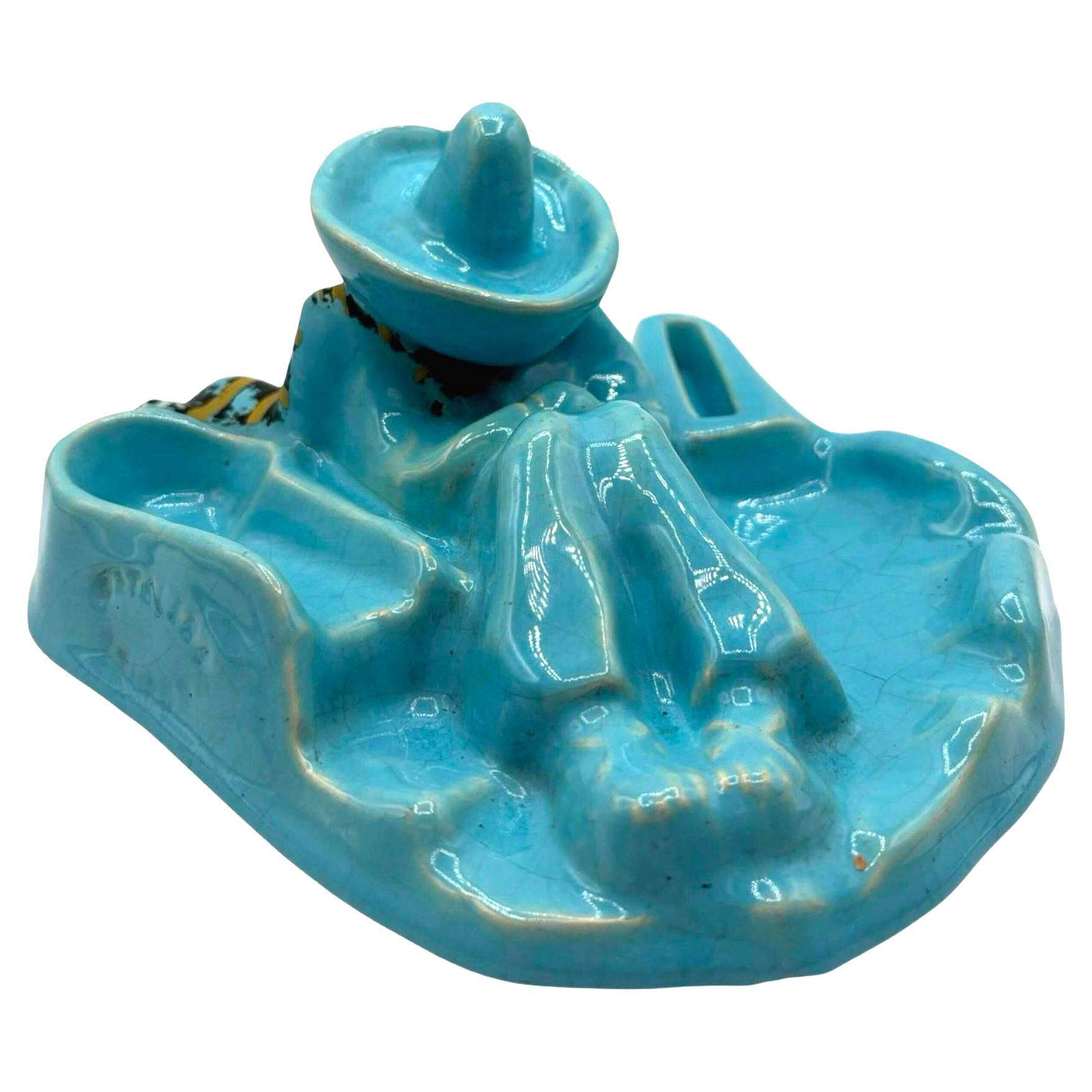1930 Art Decó Catalina Island Siesta Pottery Cenicero y porta pipas en venta