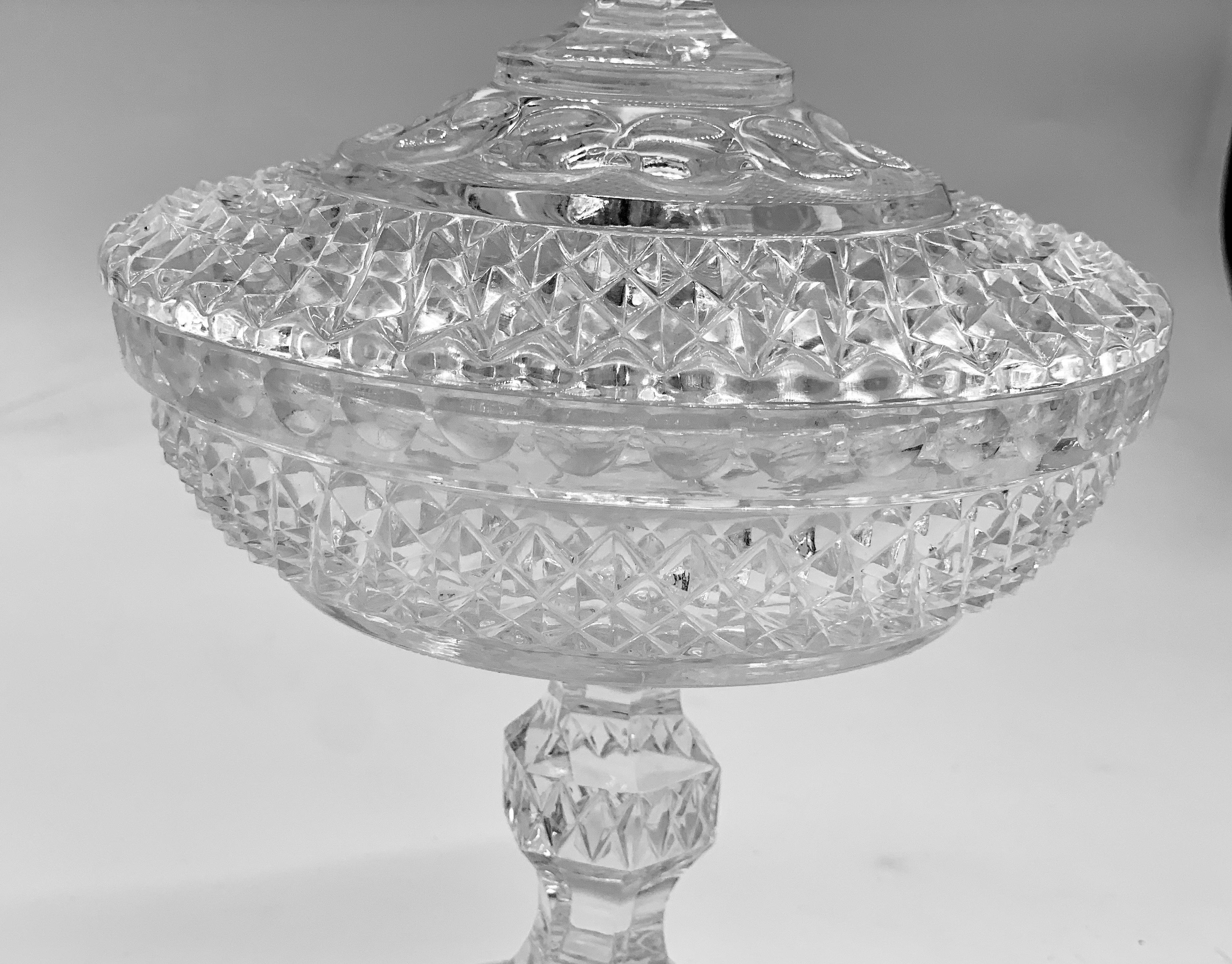 1930 Art Deco Cut Crystal Serveware, with Separate Lid Geometric Patterns 7