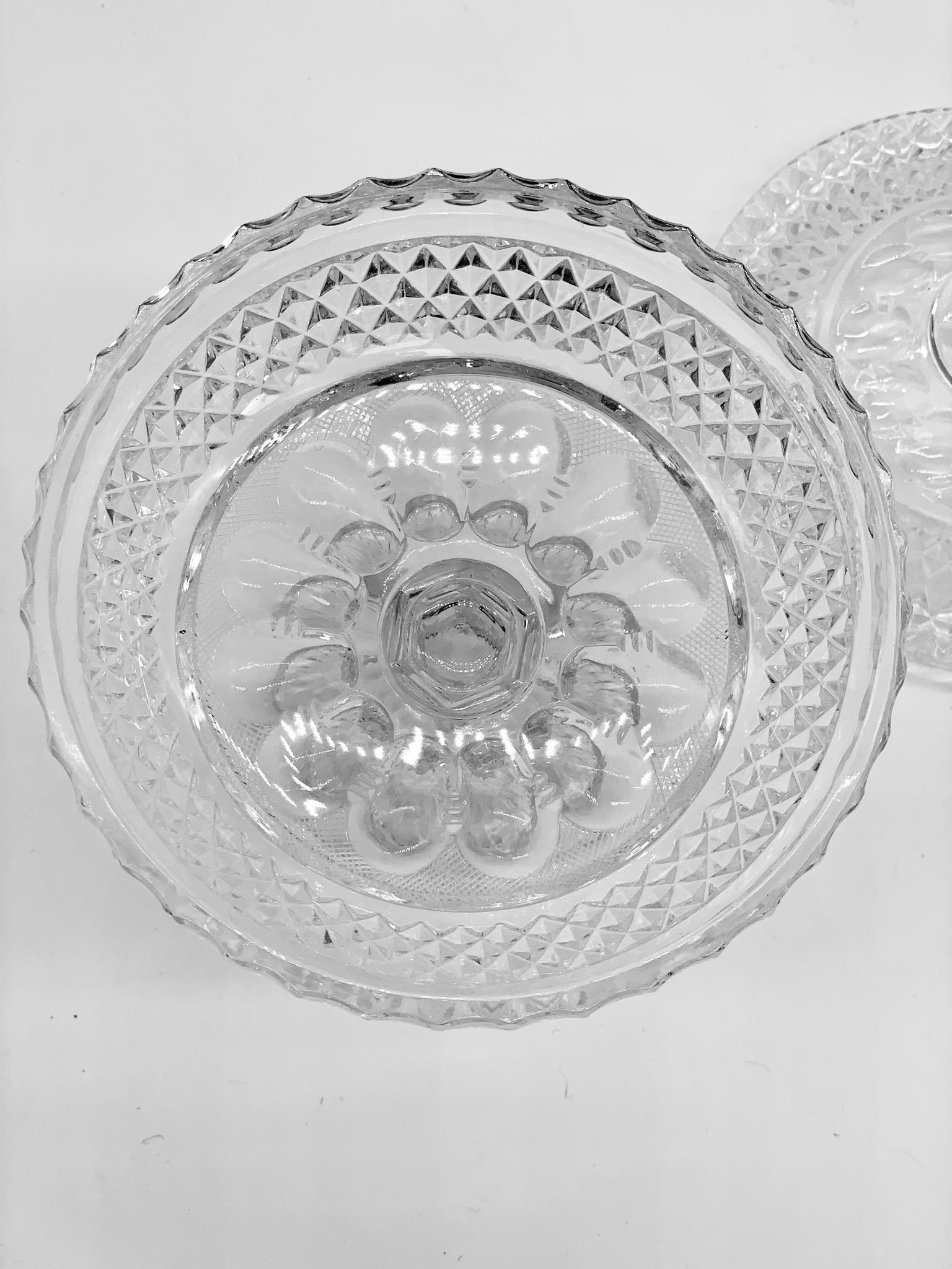 1930 Art Deco Cut Crystal Serveware, with Separate Lid Geometric Patterns 2