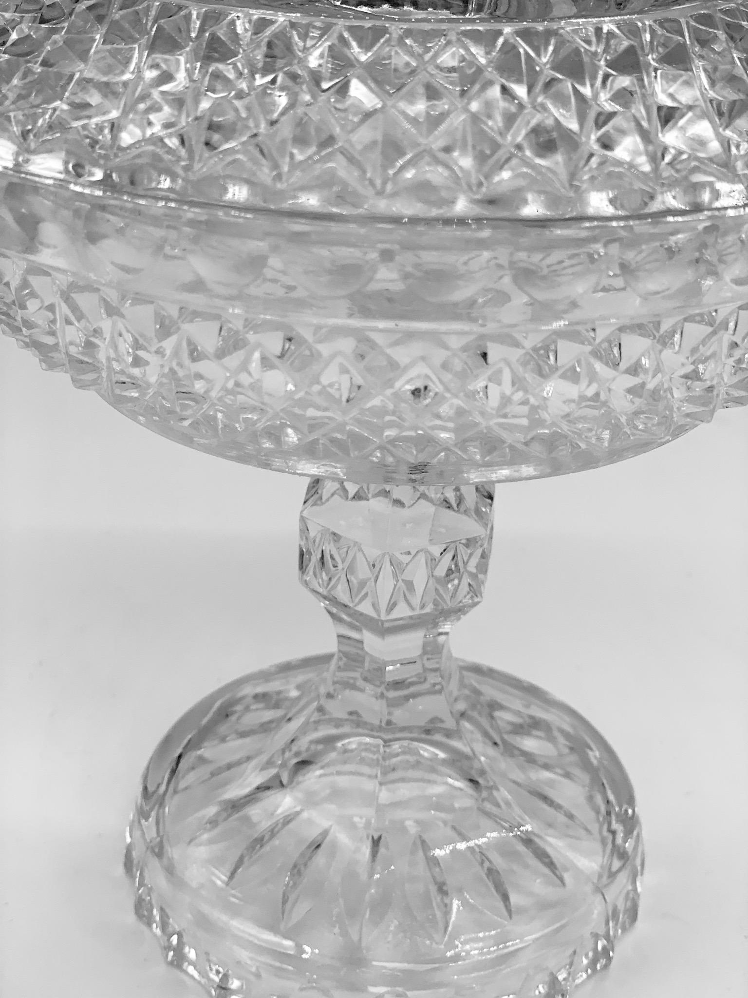 1930 Art Deco Cut Crystal Serveware, with Separate Lid Geometric Patterns 5